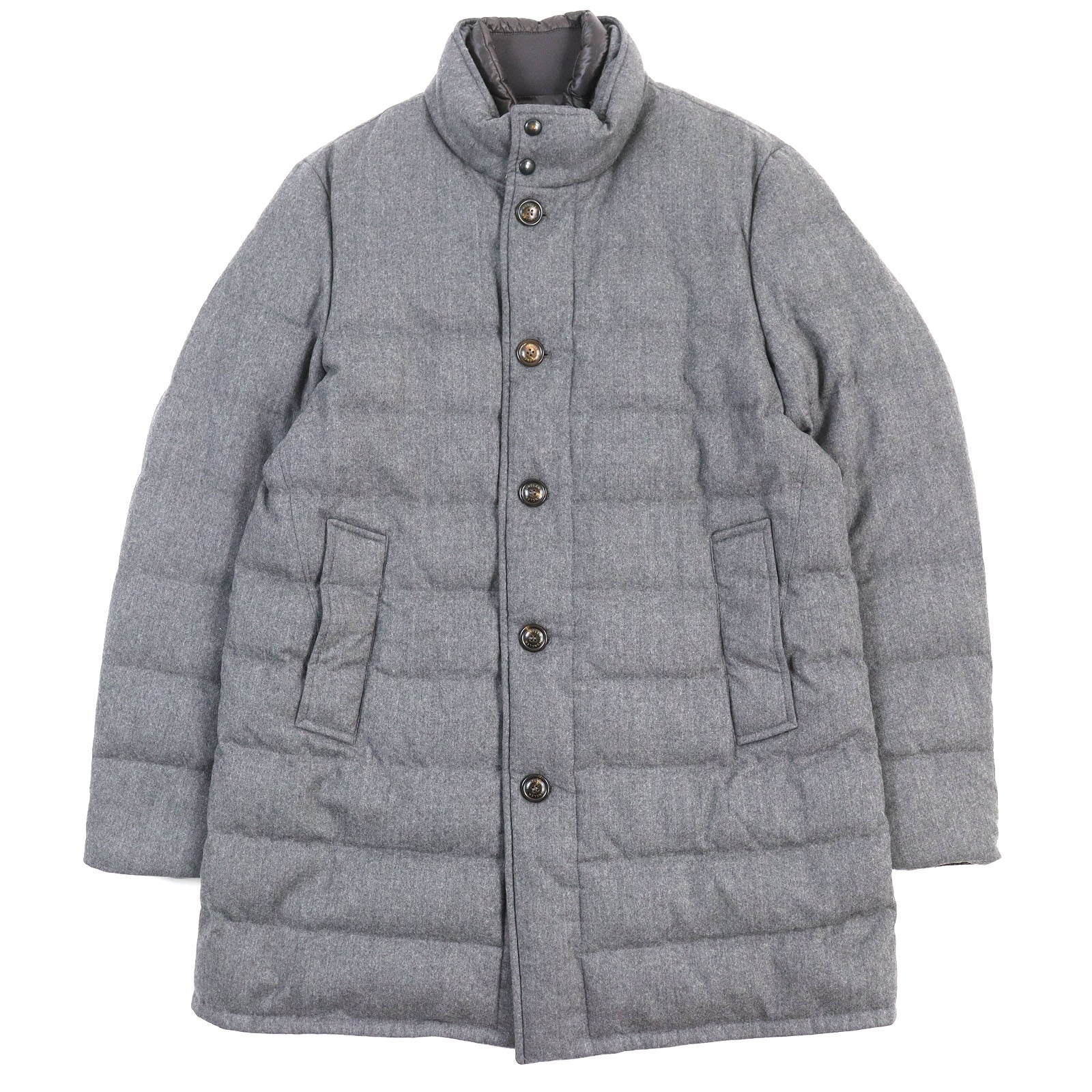 MONCLER VALLIER Wool Nylon Down Coat with Logo Buttons