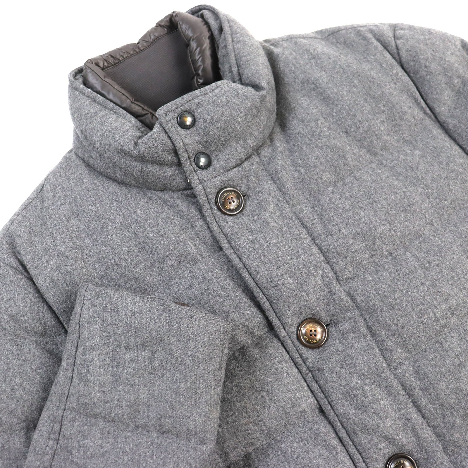 MONCLER VALLIER Wool Nylon Down Coat with Logo Buttons