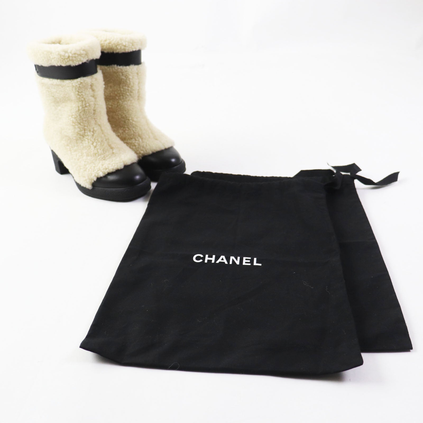 Chanel Logo Sheepskin Leather Boots 34.5