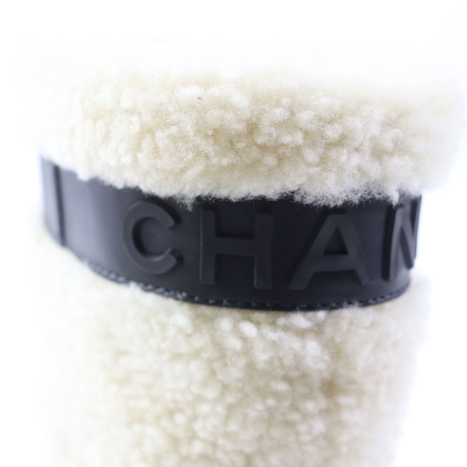 Chanel Logo Sheepskin Leather Boots 34.5