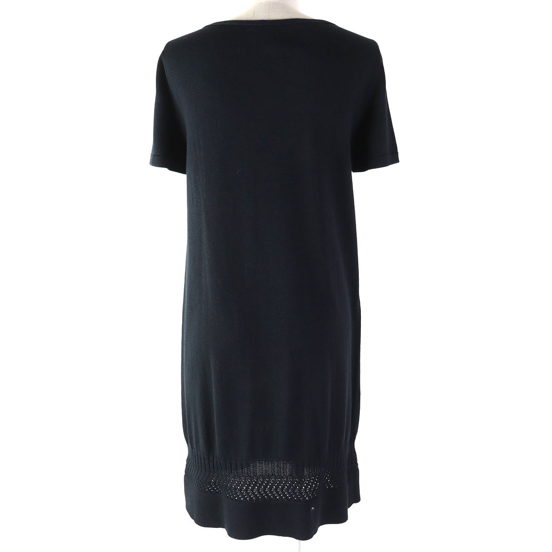 HERMES Silk Cotton Knit Tunic Dress Black 38