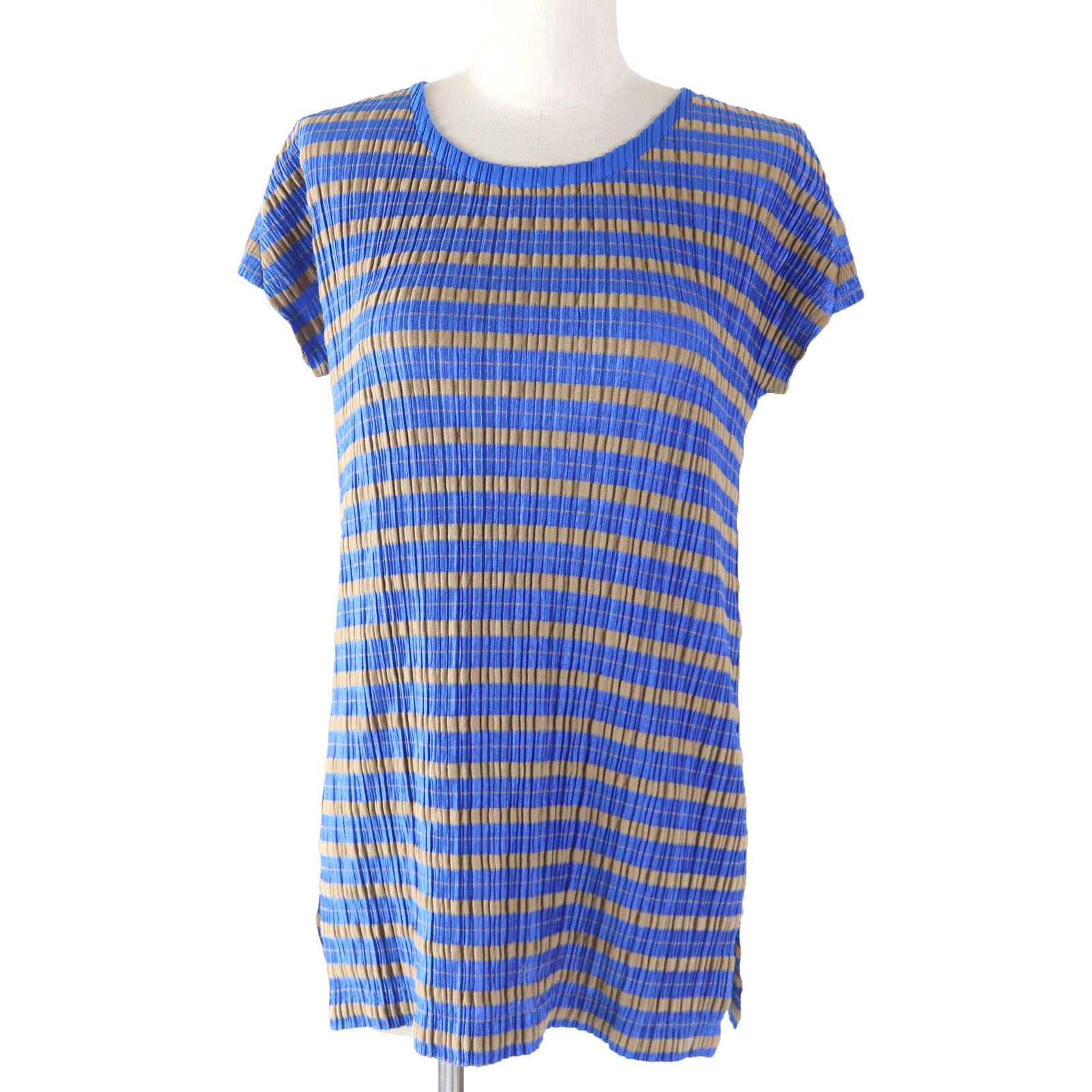 PLEATS PLEASE Border Pattern Short Sleeve Top