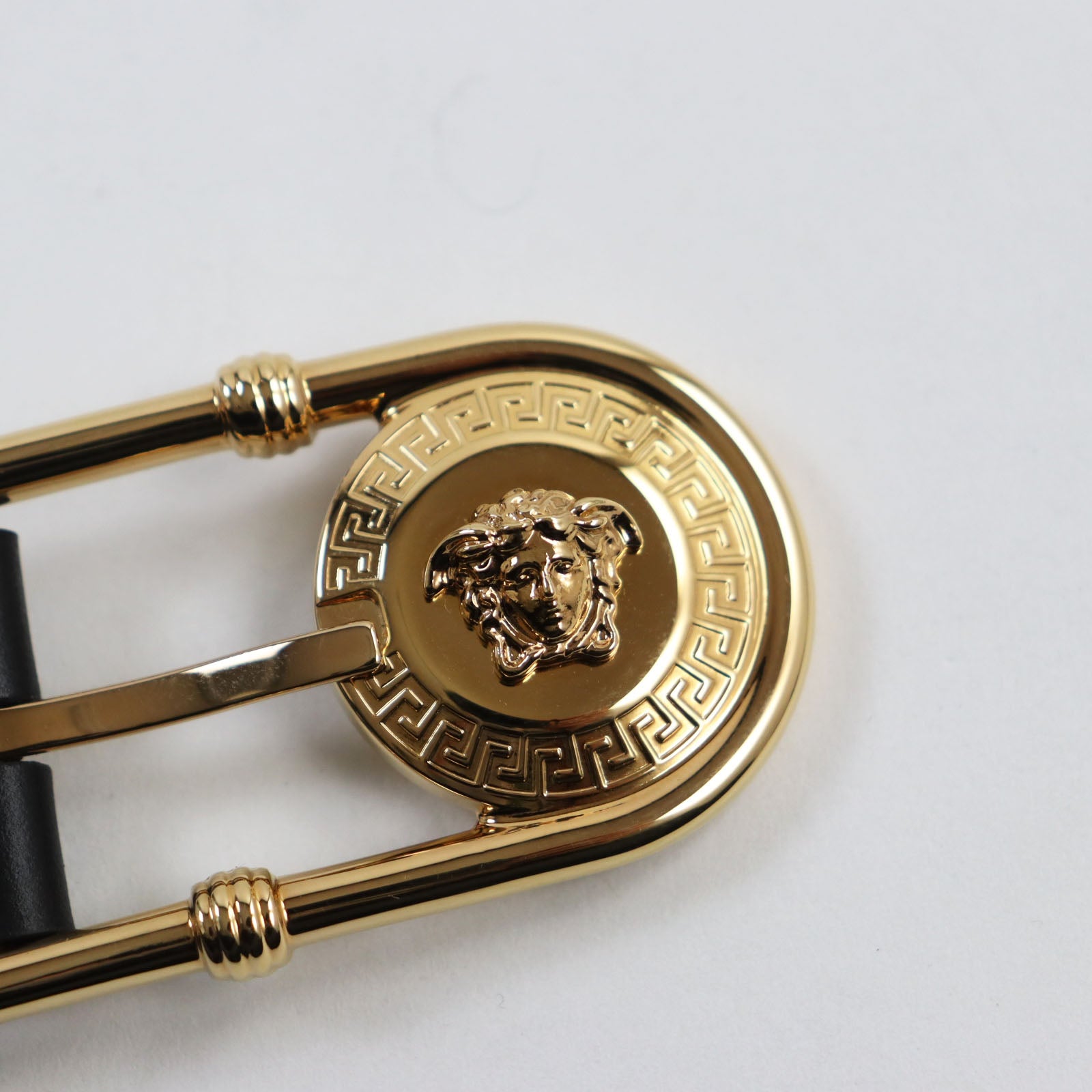 Versace Medusa Buckle Leather Belt Black Gold