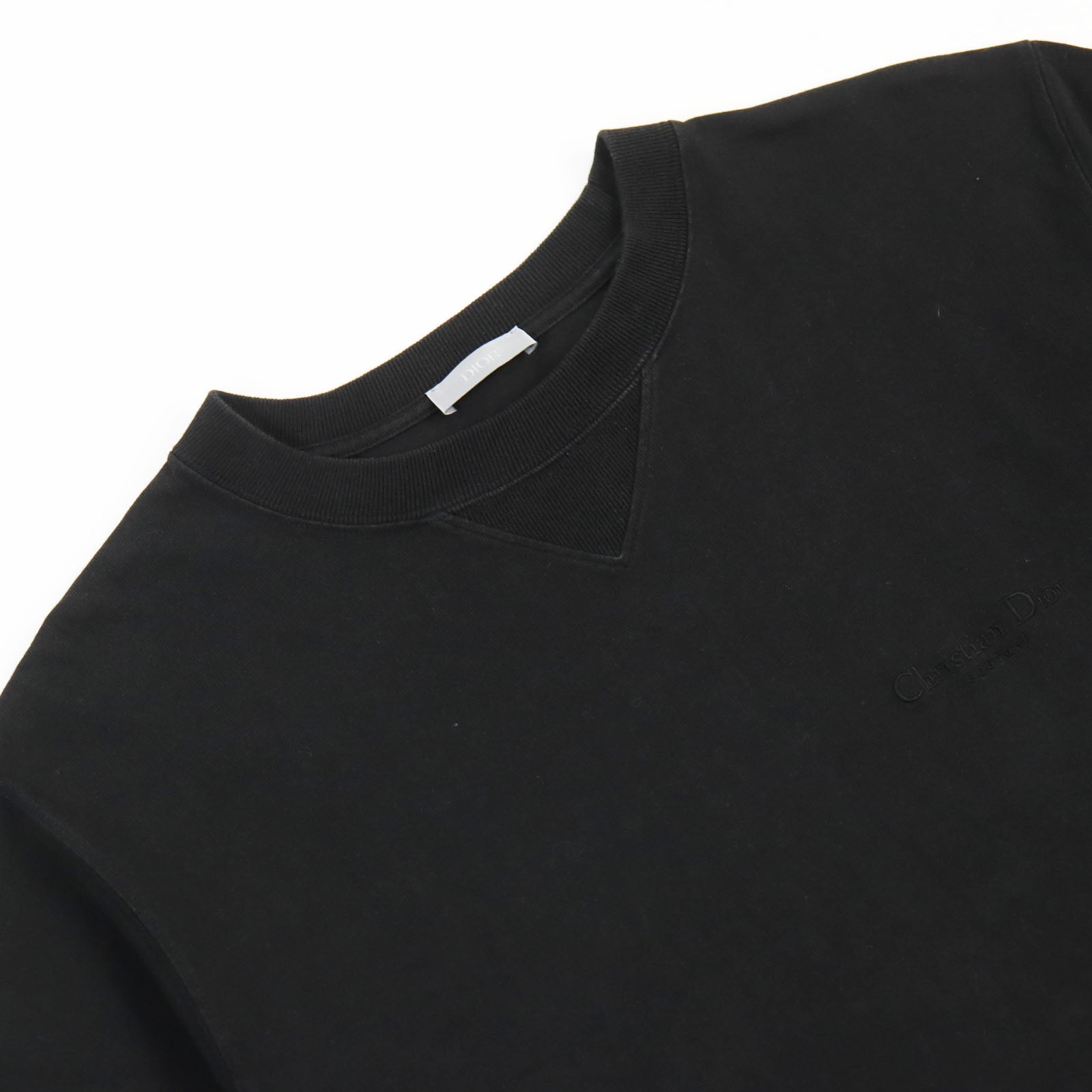 Dior Cotton Embroidered Logo Crew Neck T-Shirt Black M