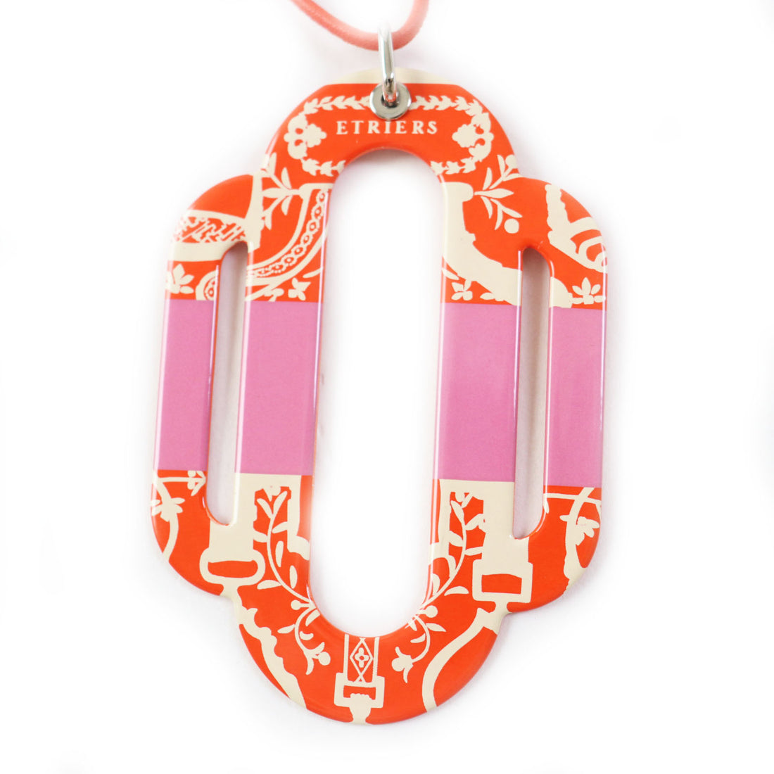 Hermes Atrage Pendant Necklace Orange Pink