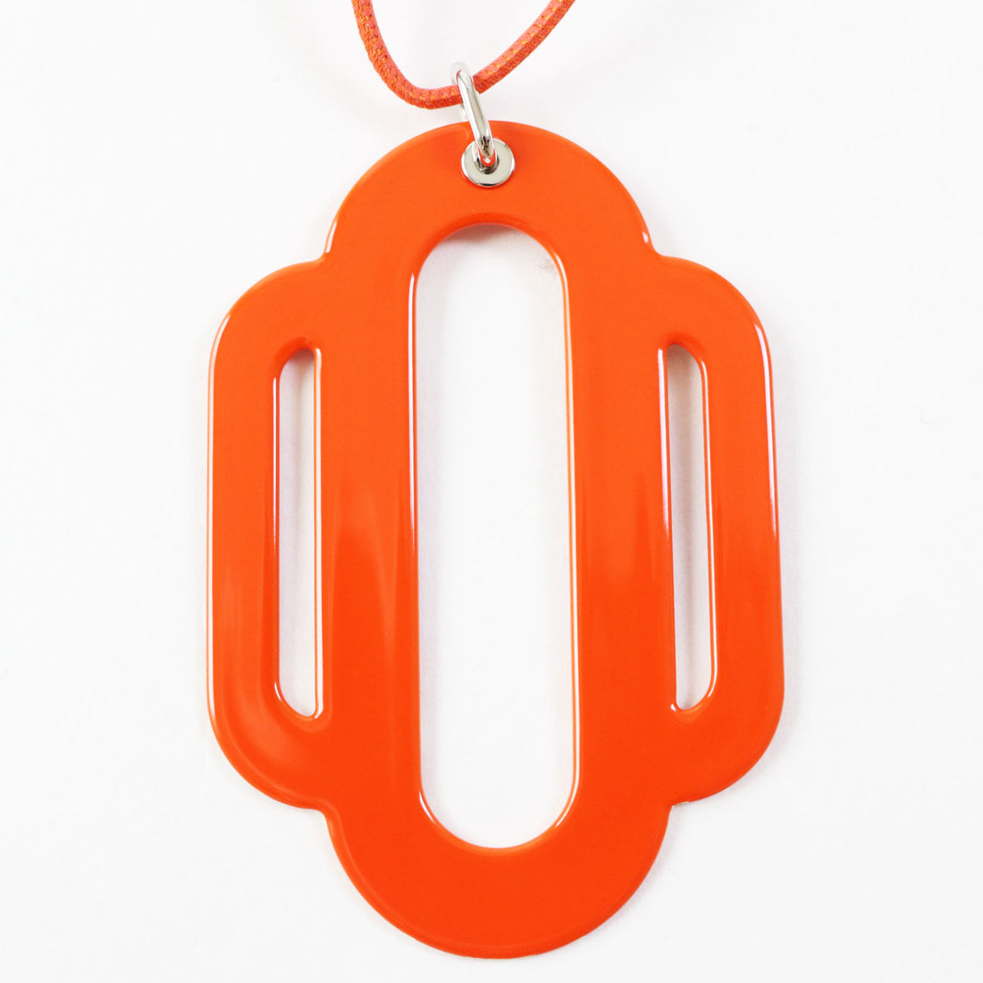 Hermes Atrage Pendant Necklace Orange Pink