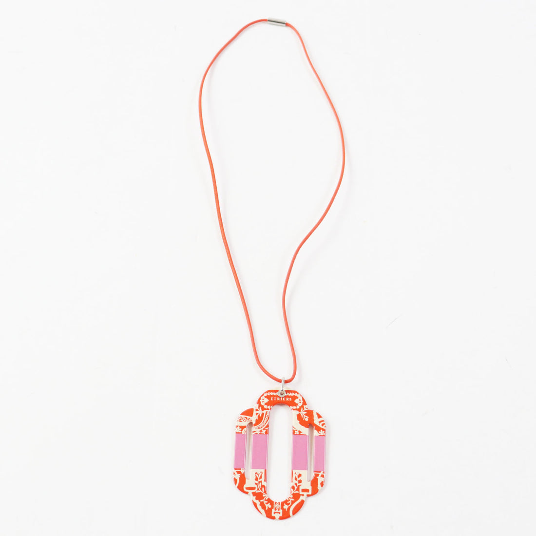 Hermes Atrage Pendant Necklace Orange Pink