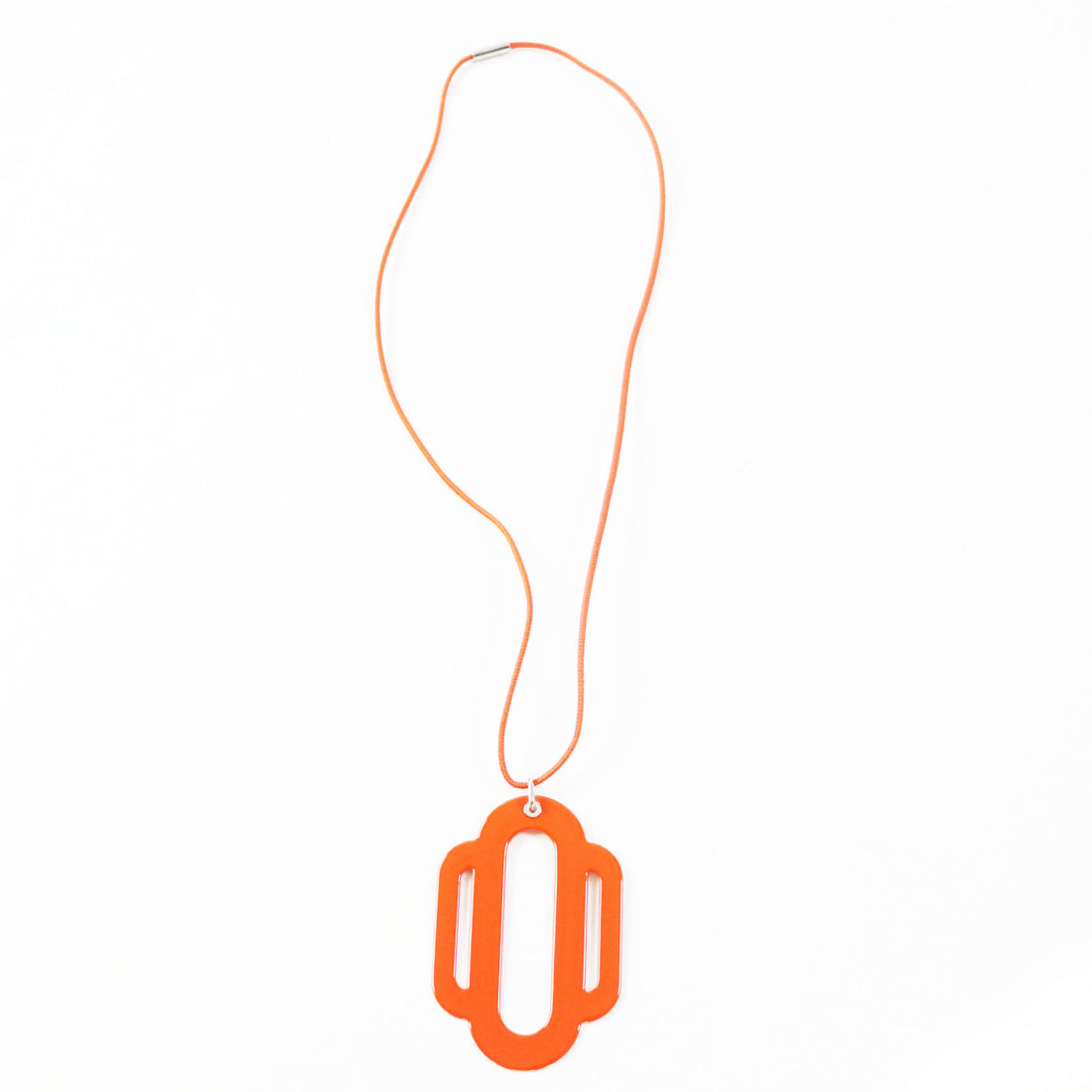 Hermes Atrage Pendant Necklace Orange Pink