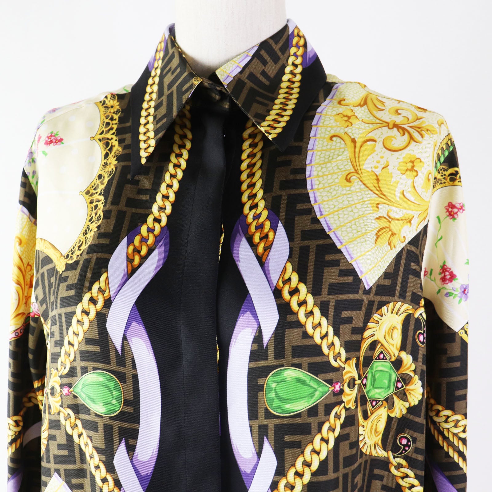 Fendi Silk FF Logo Baroque Shirt FS7891