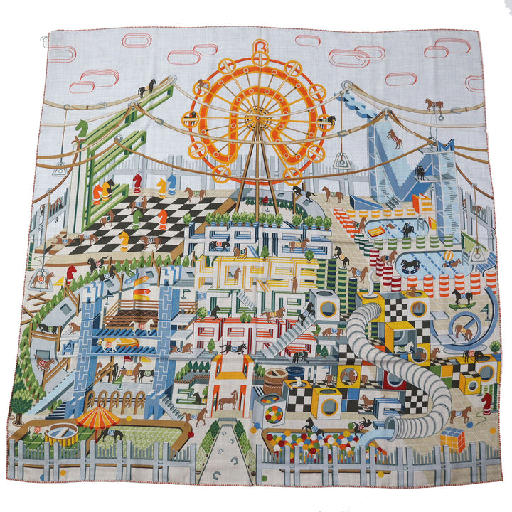 Hermes Cashmere Silk Horse Club Shawl Scarf