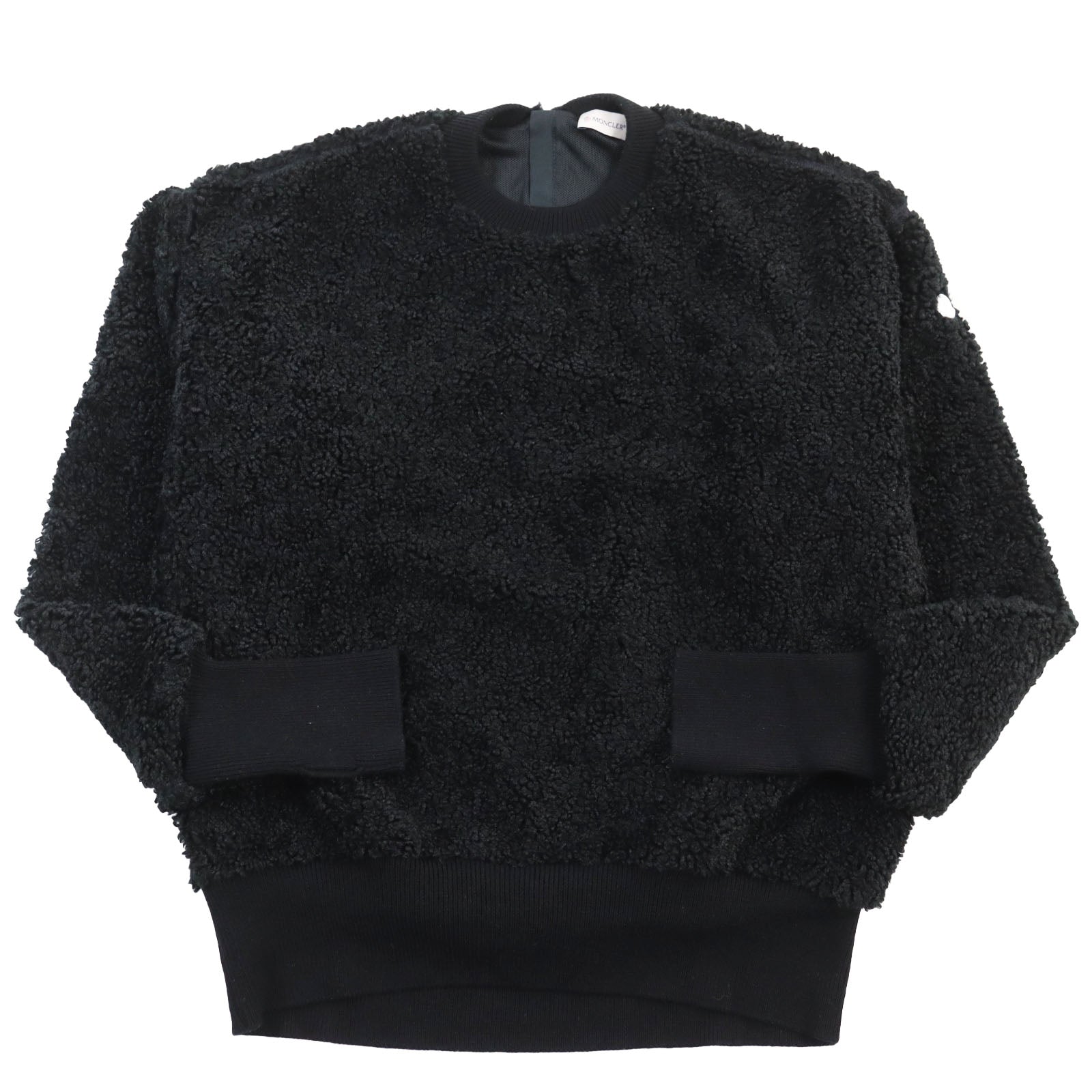 Moncler TEDDY Faux Fur Pullover Sweatshirt Black S