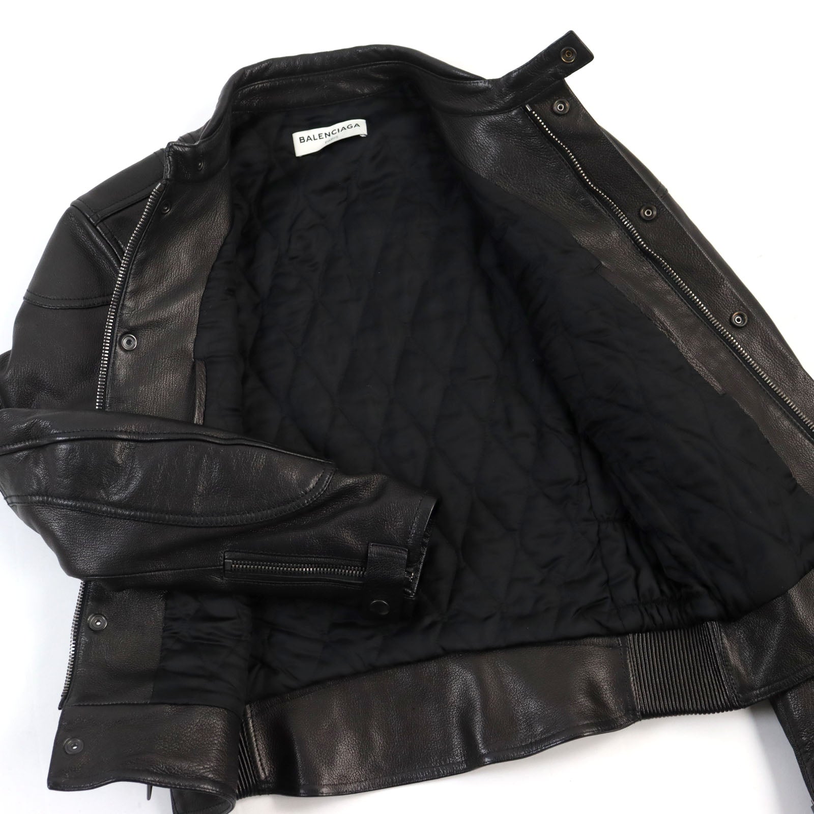 Balenciaga Goatskin Riders Jacket Black 44