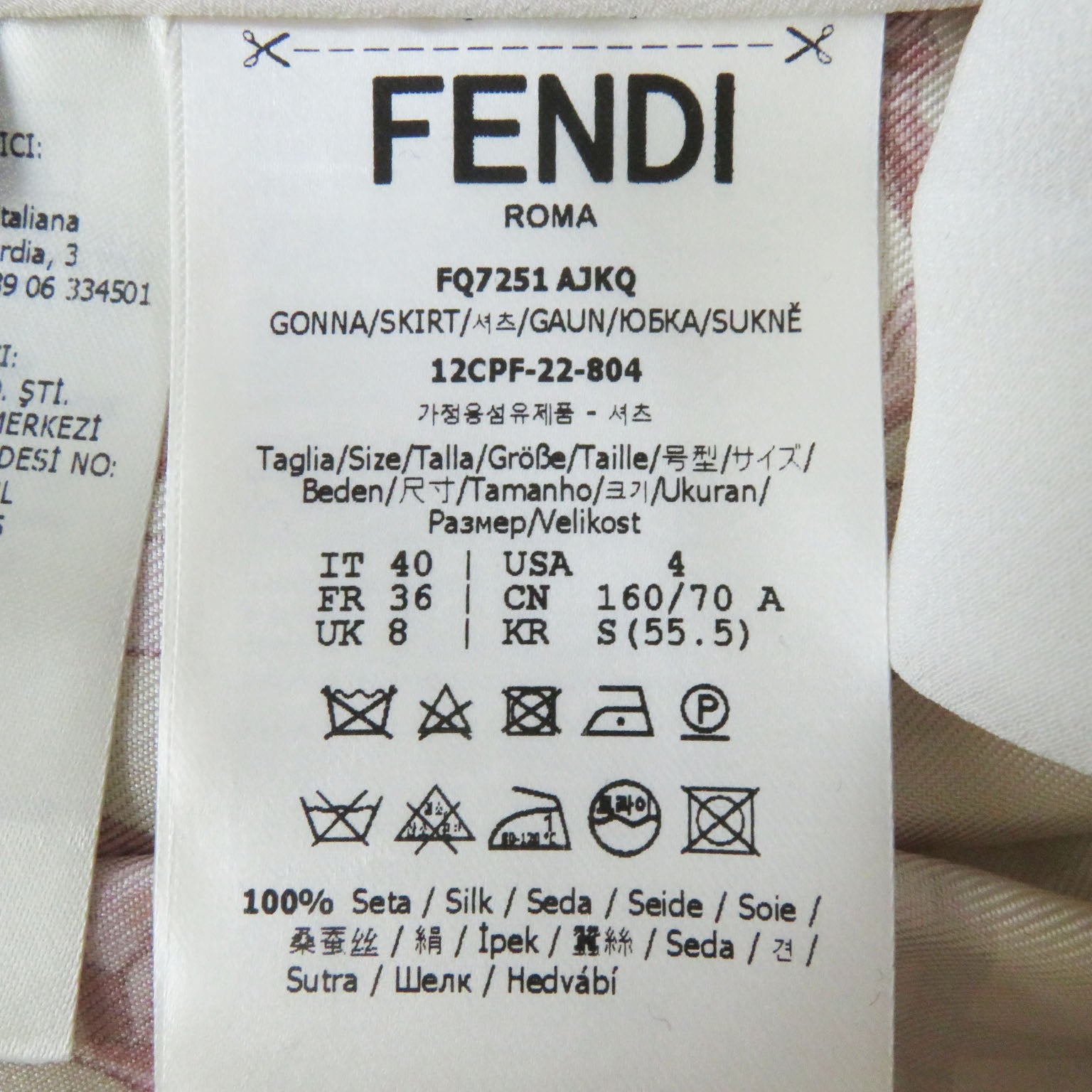 Fendi Silk FF Logo Pleated Skirt Pink