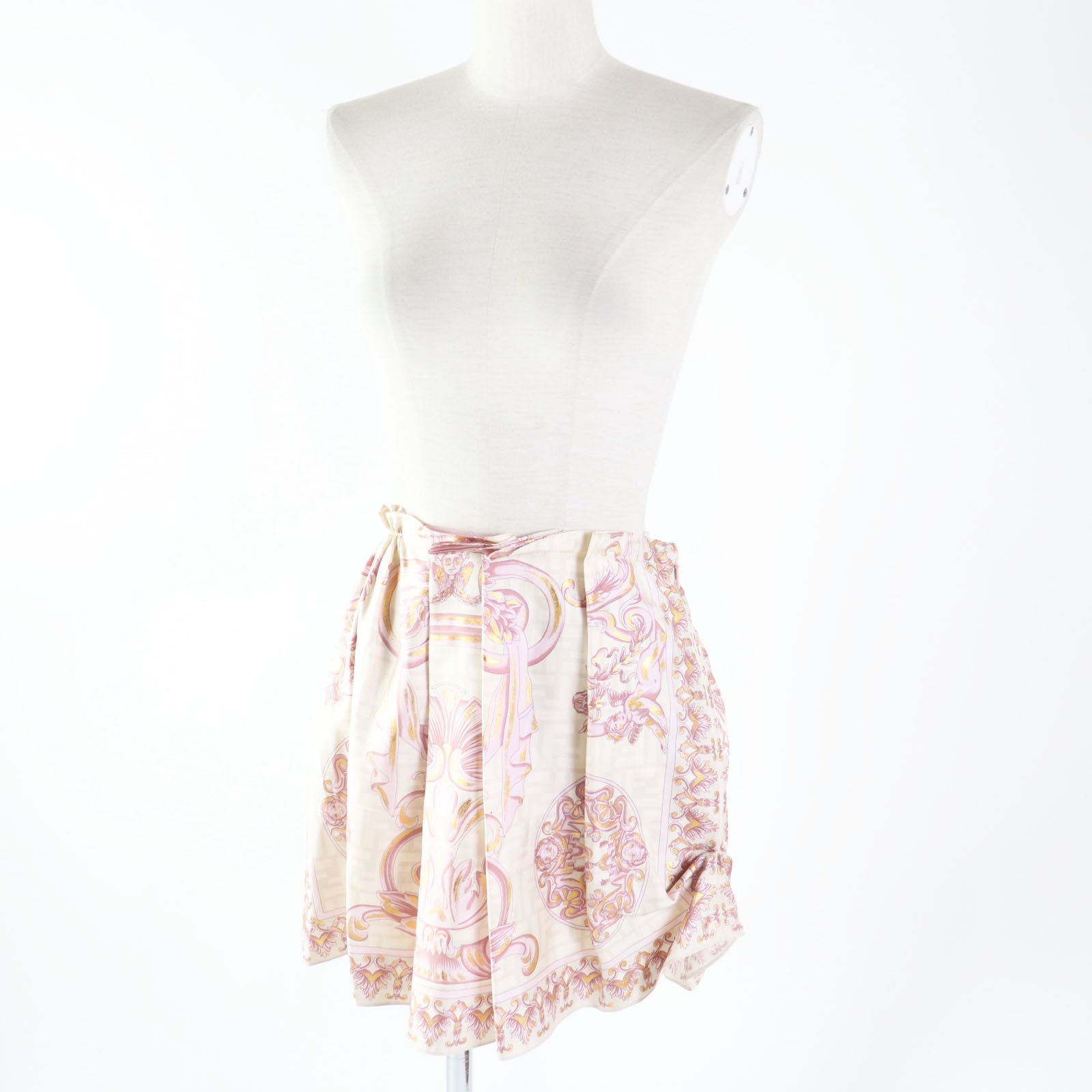 Fendi Silk FF Logo Pleated Skirt Pink