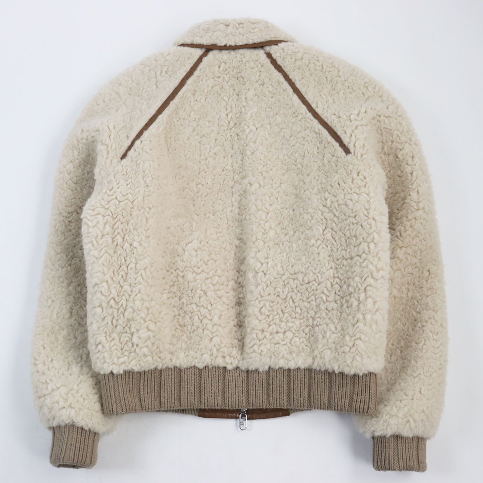 Fendi Wool Alpaca Leather Blouson Beige Brown