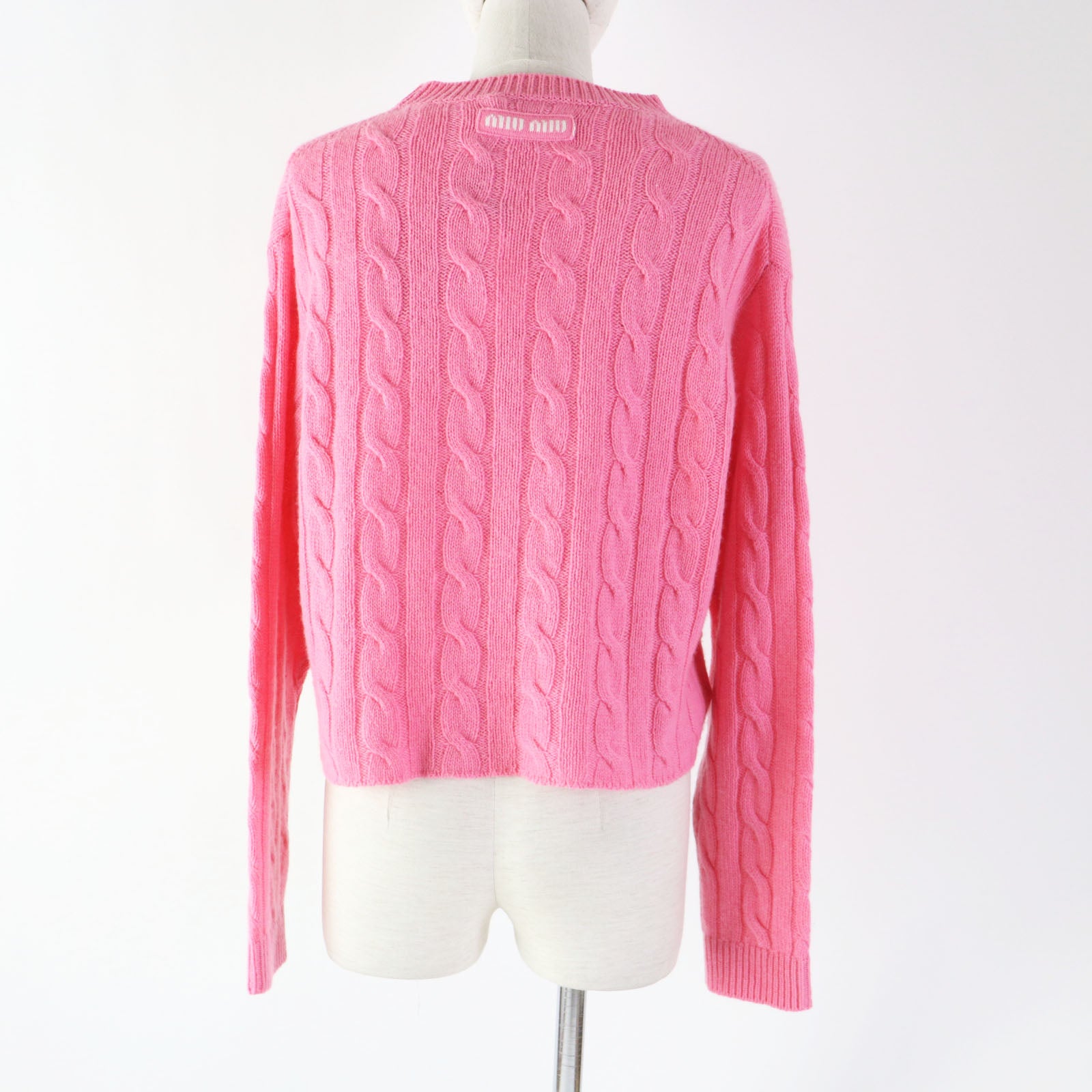 MIUMIU Cashmere Round Neck Knit Sweater Pink