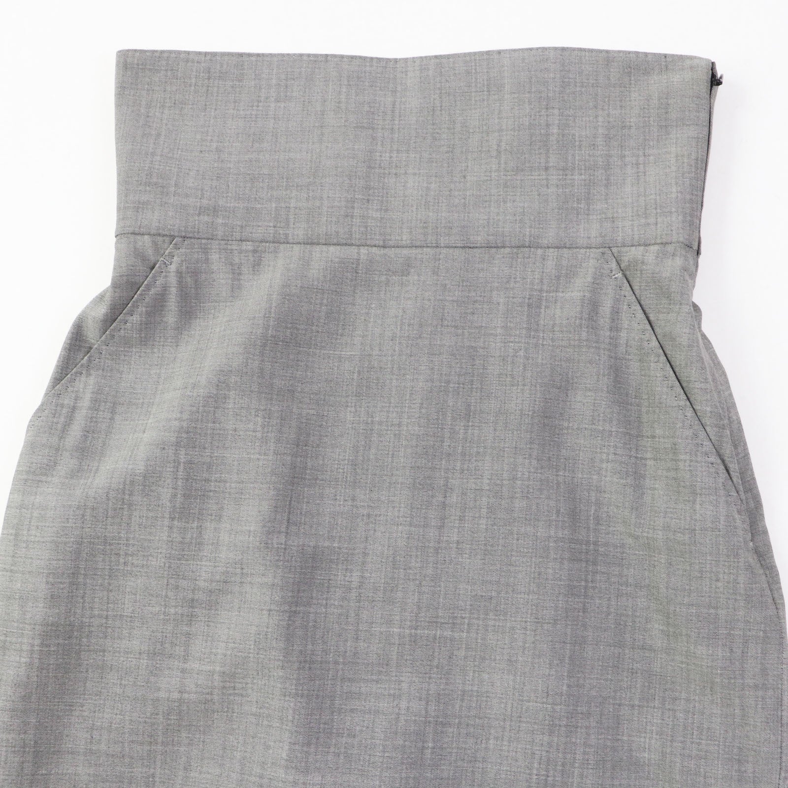 HERMES Wool Silk High Waist Knee Length Skirt