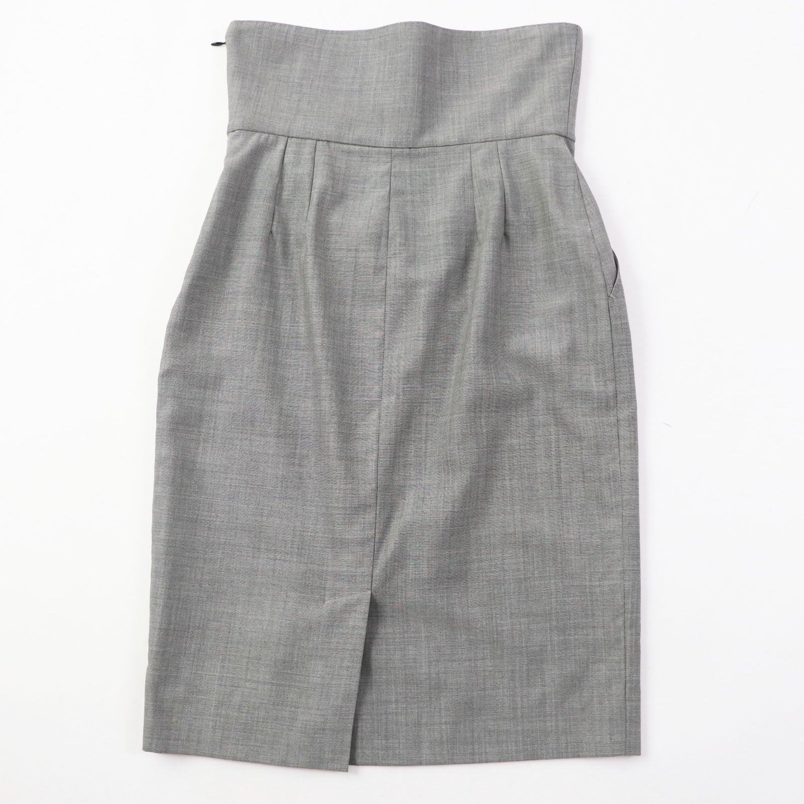 HERMES Wool Silk High Waist Knee Length Skirt