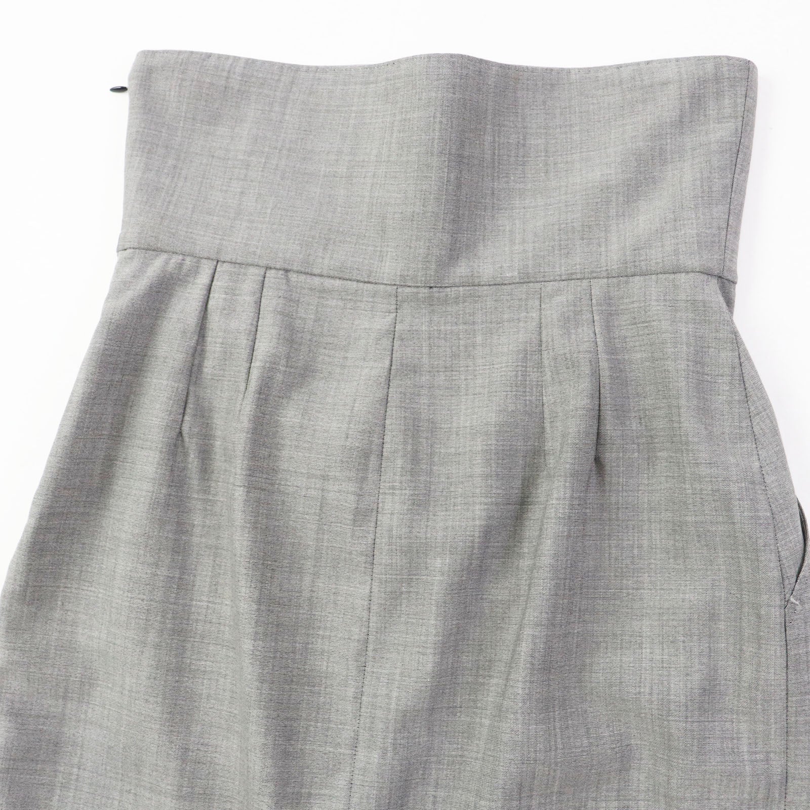 HERMES Wool Silk High Waist Knee Length Skirt