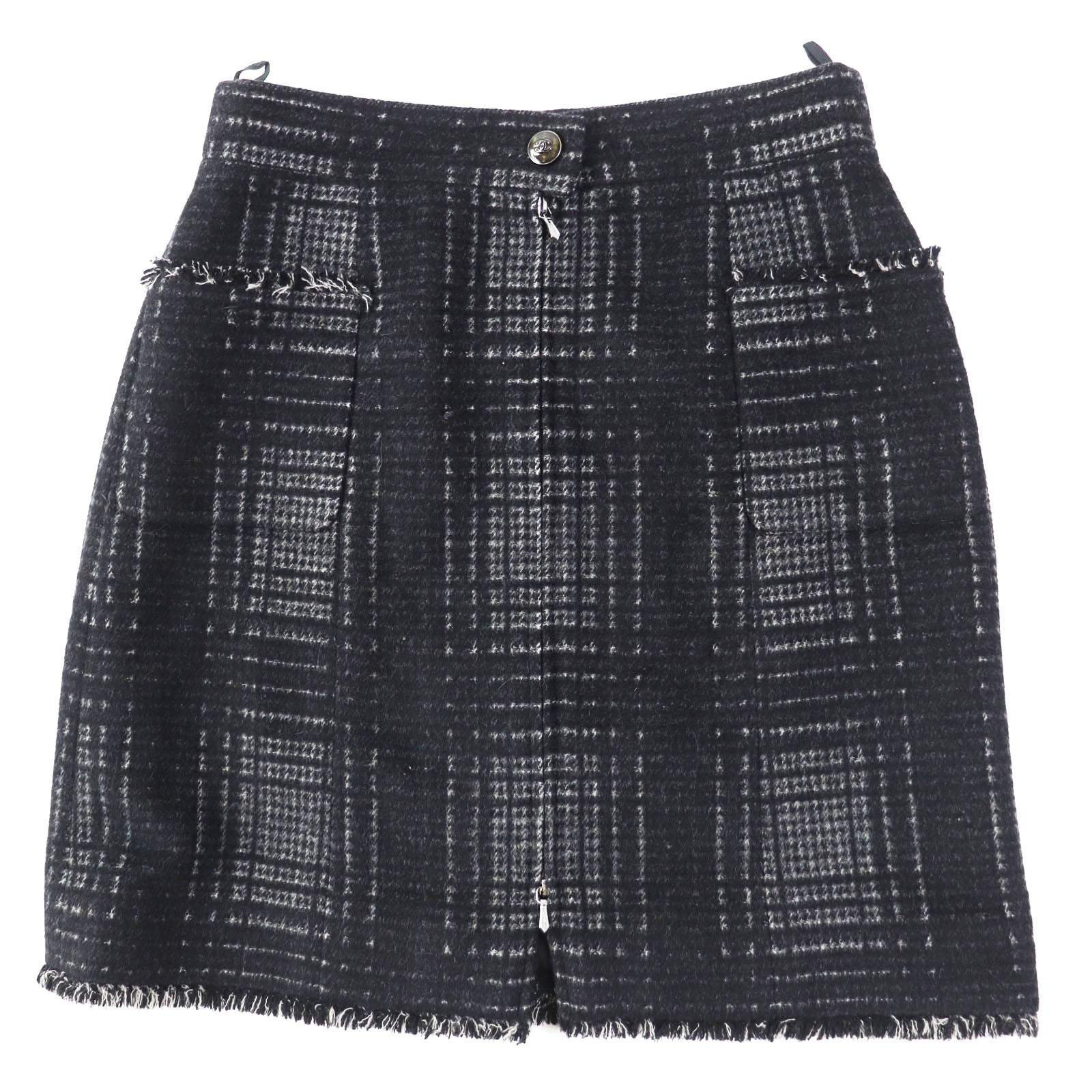 Chanel Wool Polyester COCO Mark Check Skirt