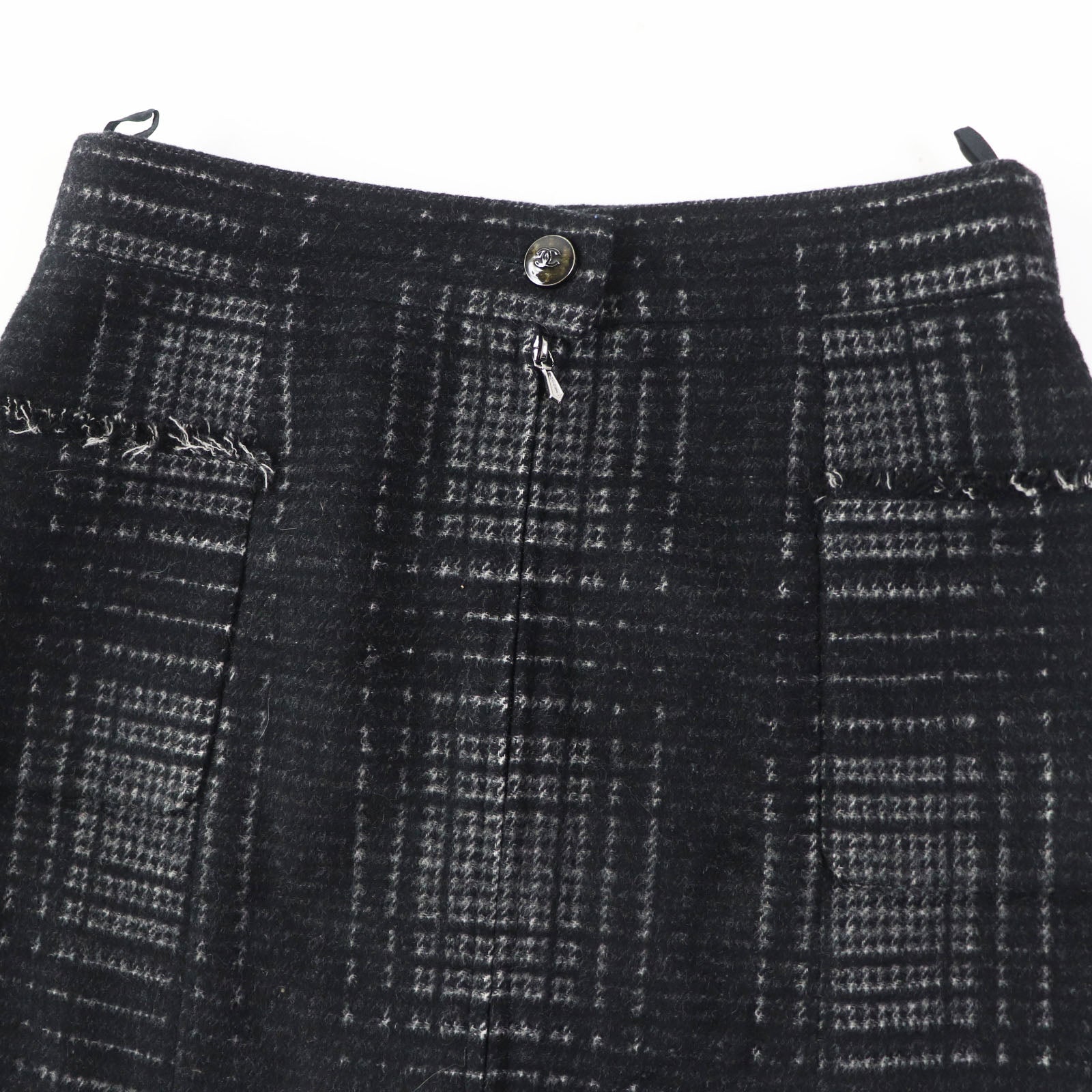 Chanel Wool Polyester COCO Mark Check Skirt