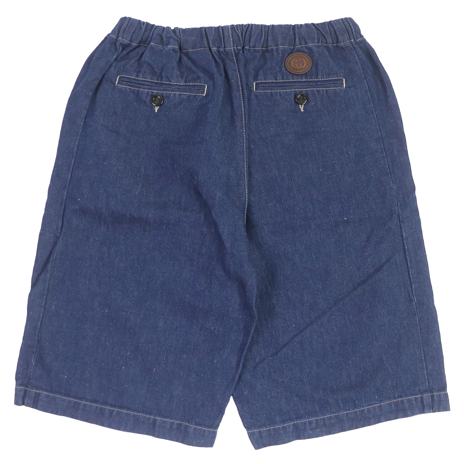 Gucci Cotton Linen Leather Patch Shorts Indigo