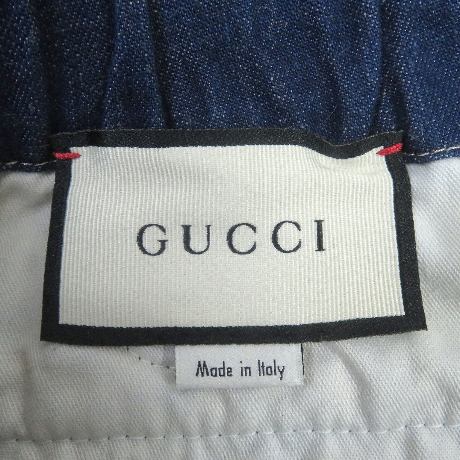 Gucci Cotton Linen Leather Patch Shorts Indigo