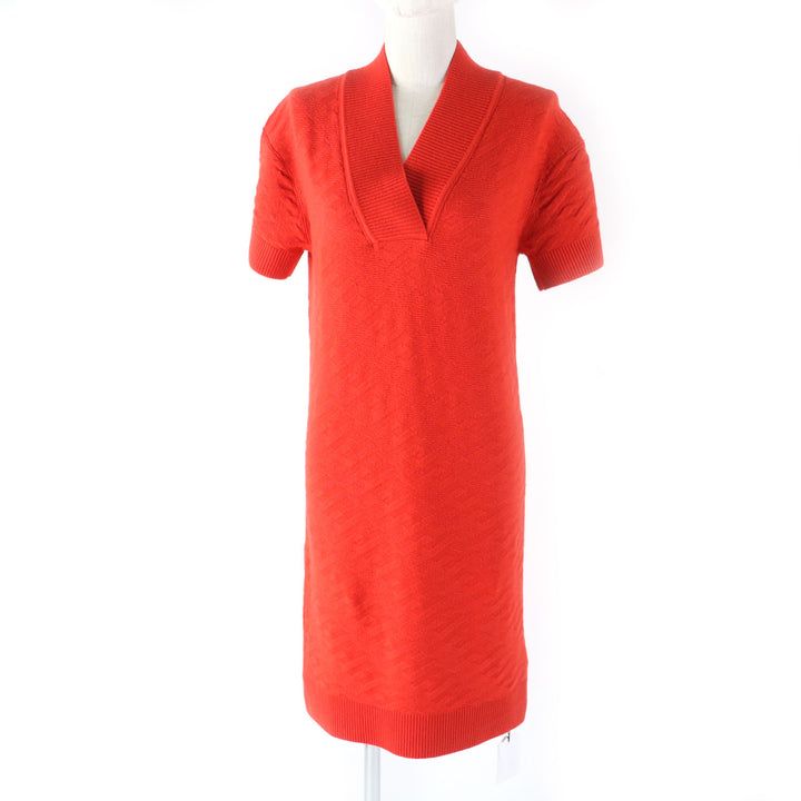 Hermes Wool H-pattern V-neck Knit Dress