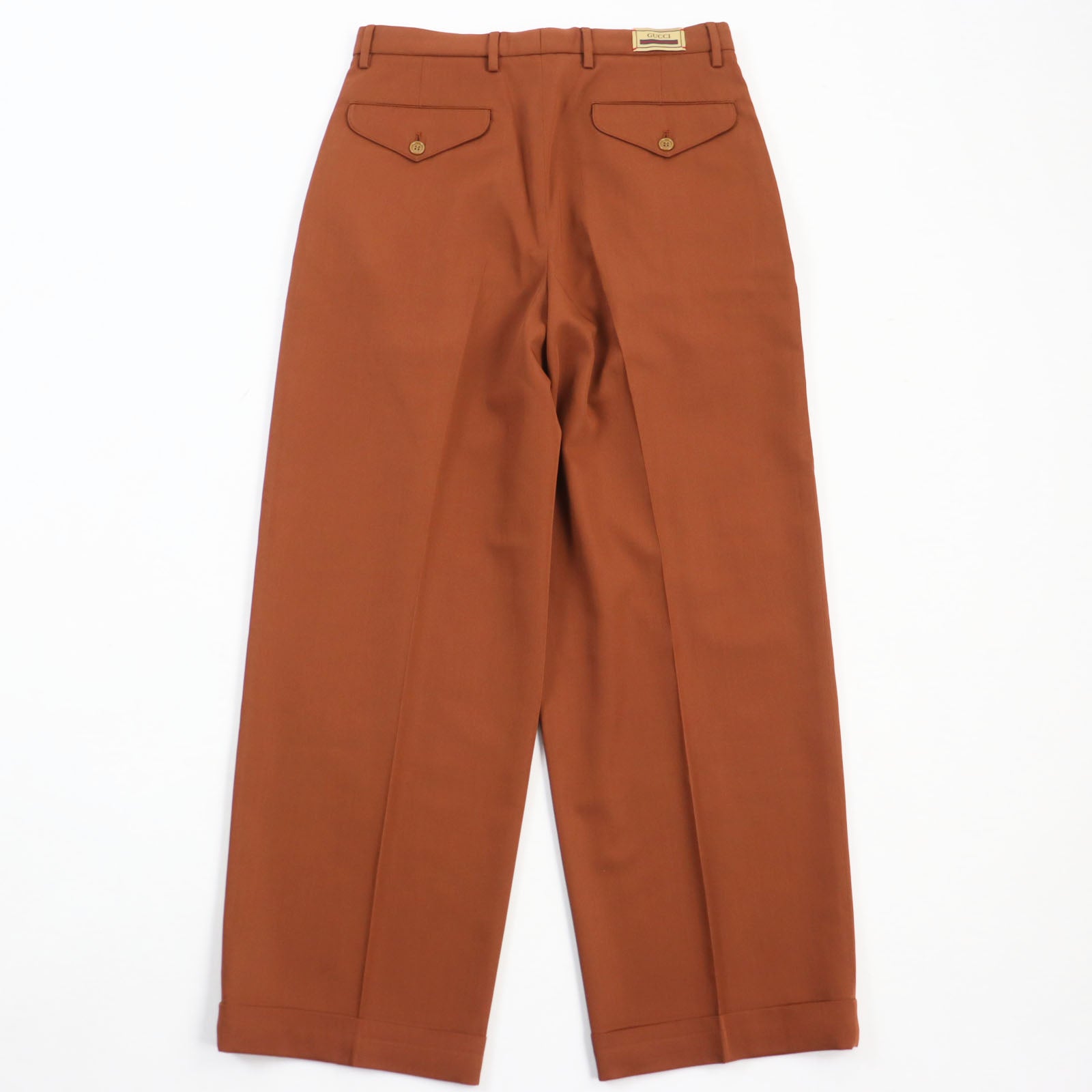 Gucci Wool Trousers with Logo Brown 44