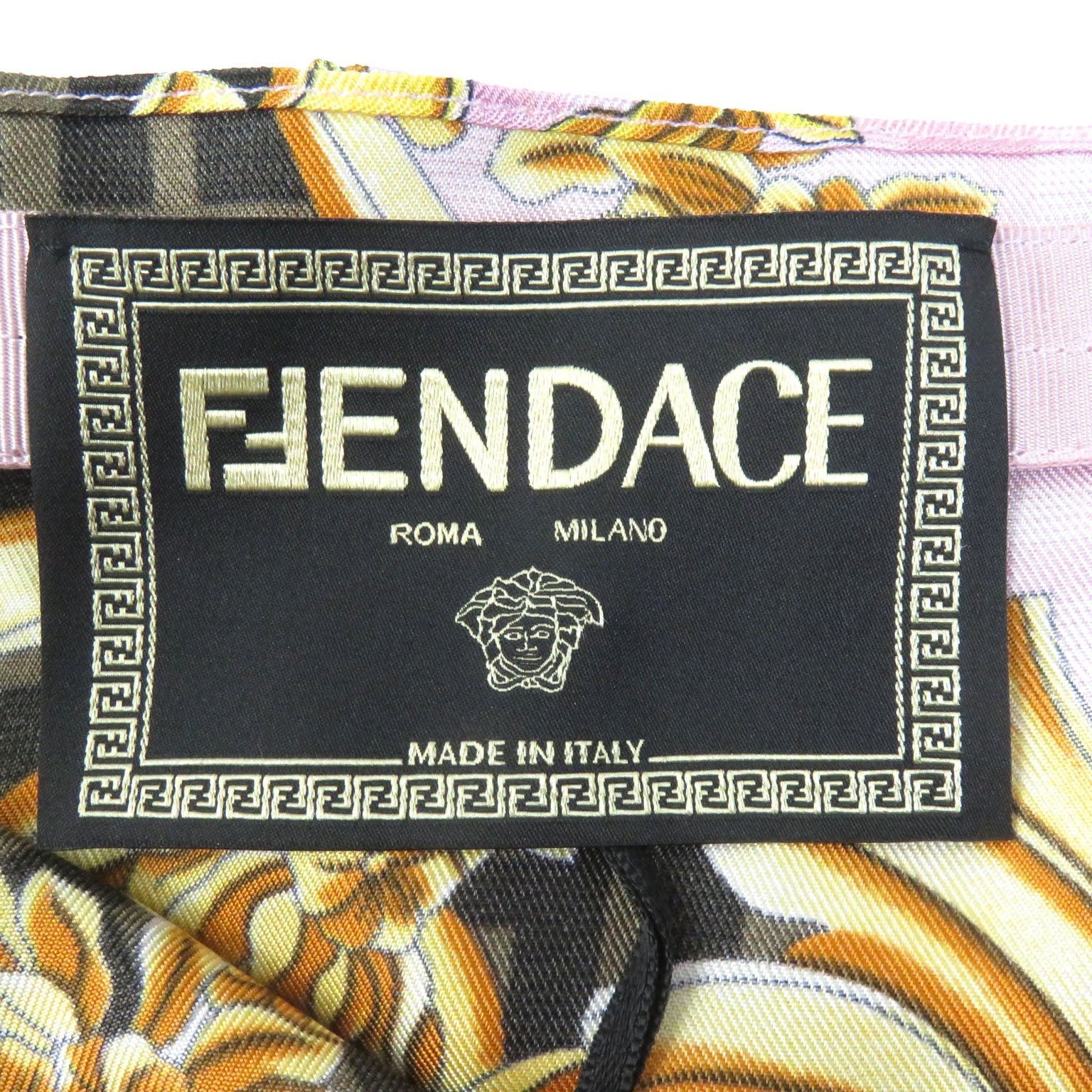 Fendi Versace Silk F Logo Baroque Mini Skirt