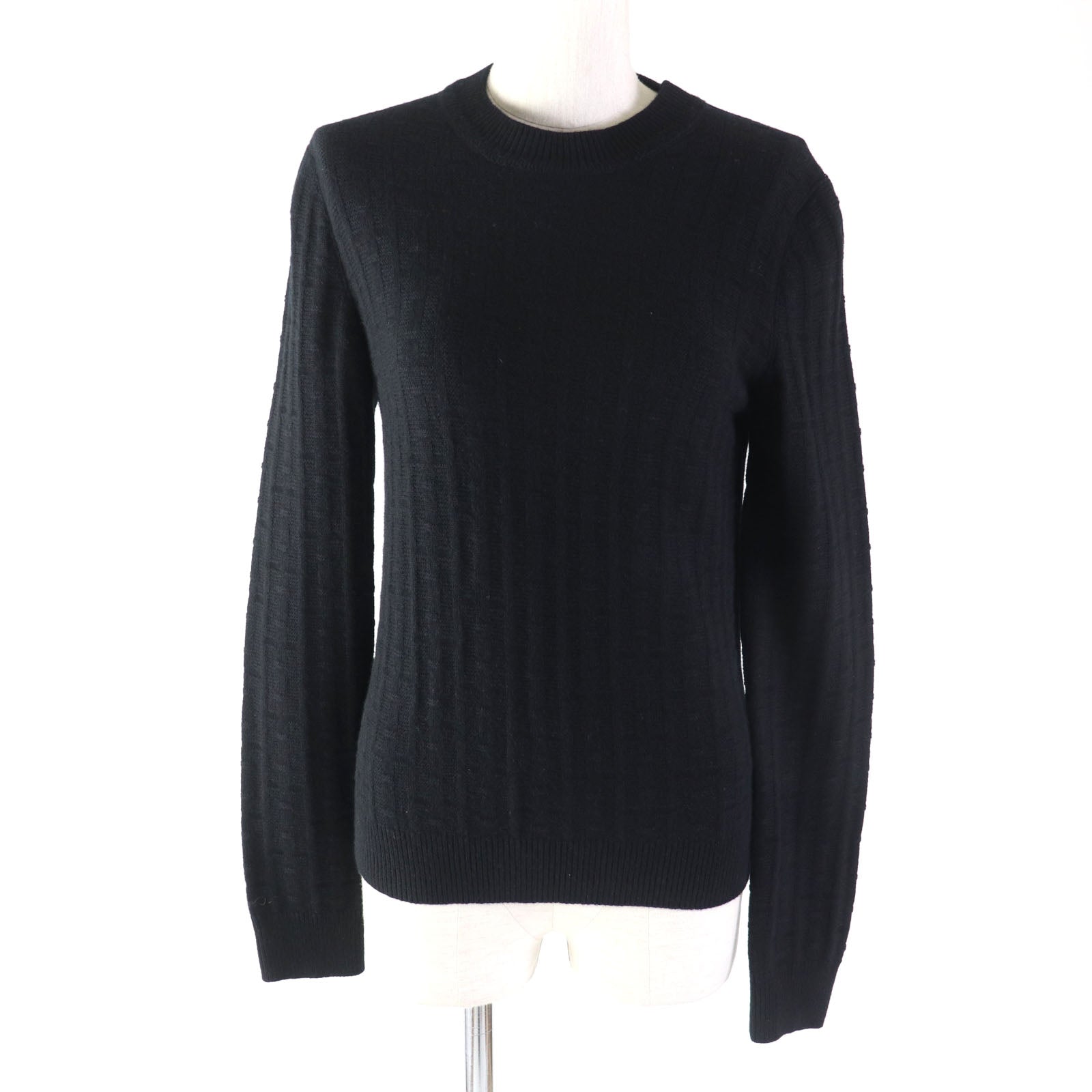 Hermes Wool H-pattern Crew Neck Sweater Black