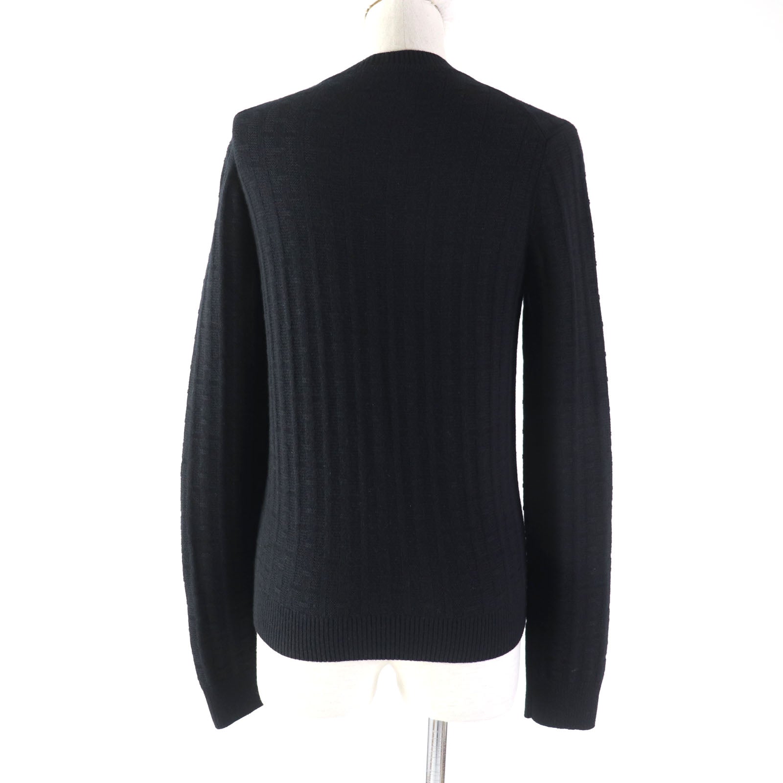 Hermes Wool H-pattern Crew Neck Sweater Black