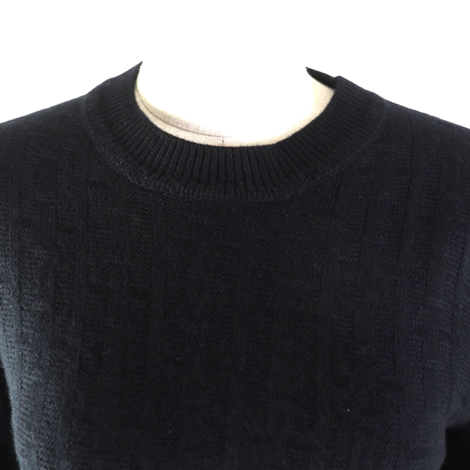 Hermes Wool H-pattern Crew Neck Sweater Black