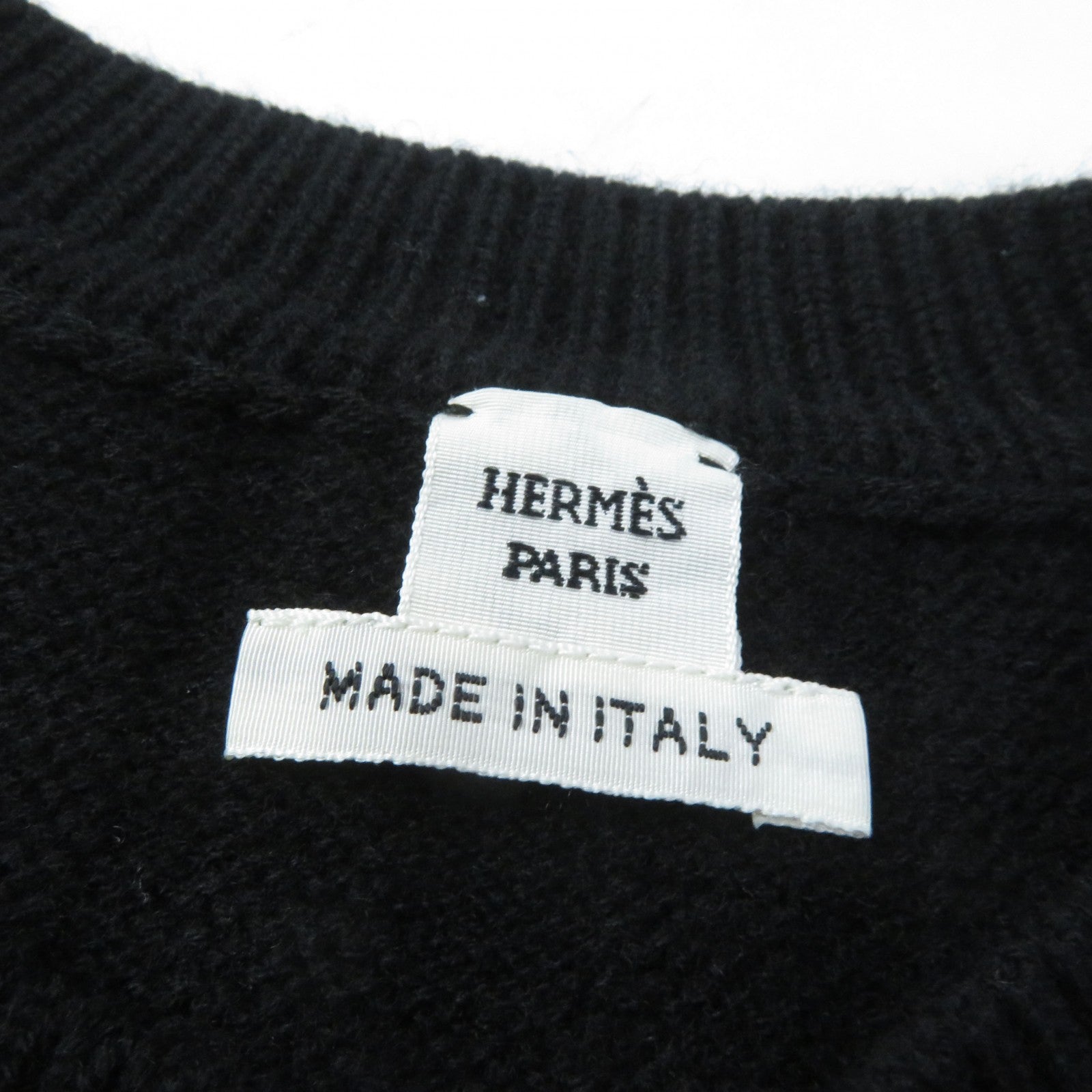 Hermes Wool H-pattern Crew Neck Sweater Black