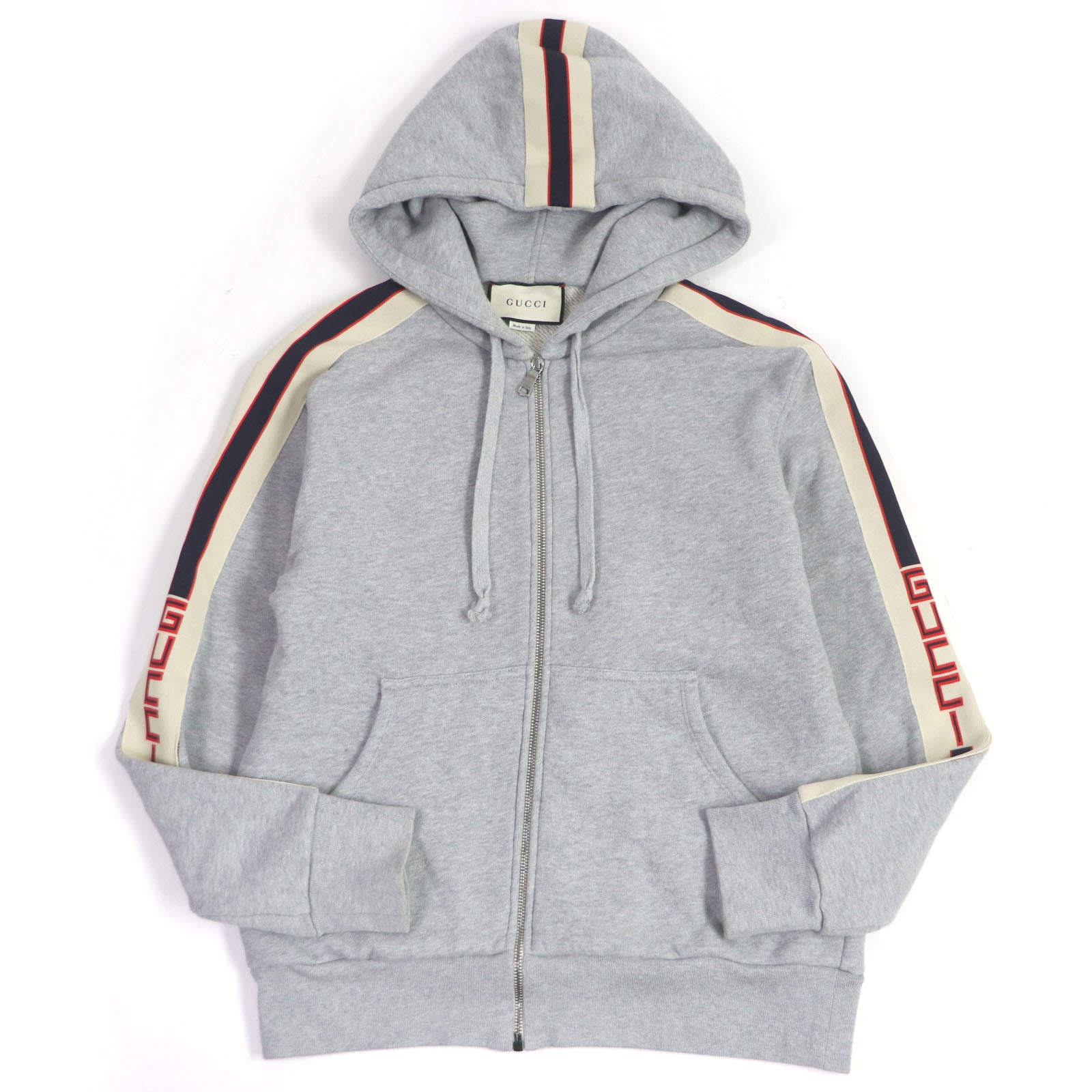 Gucci Cotton Zip-Up Hoodie 497250 Gray S