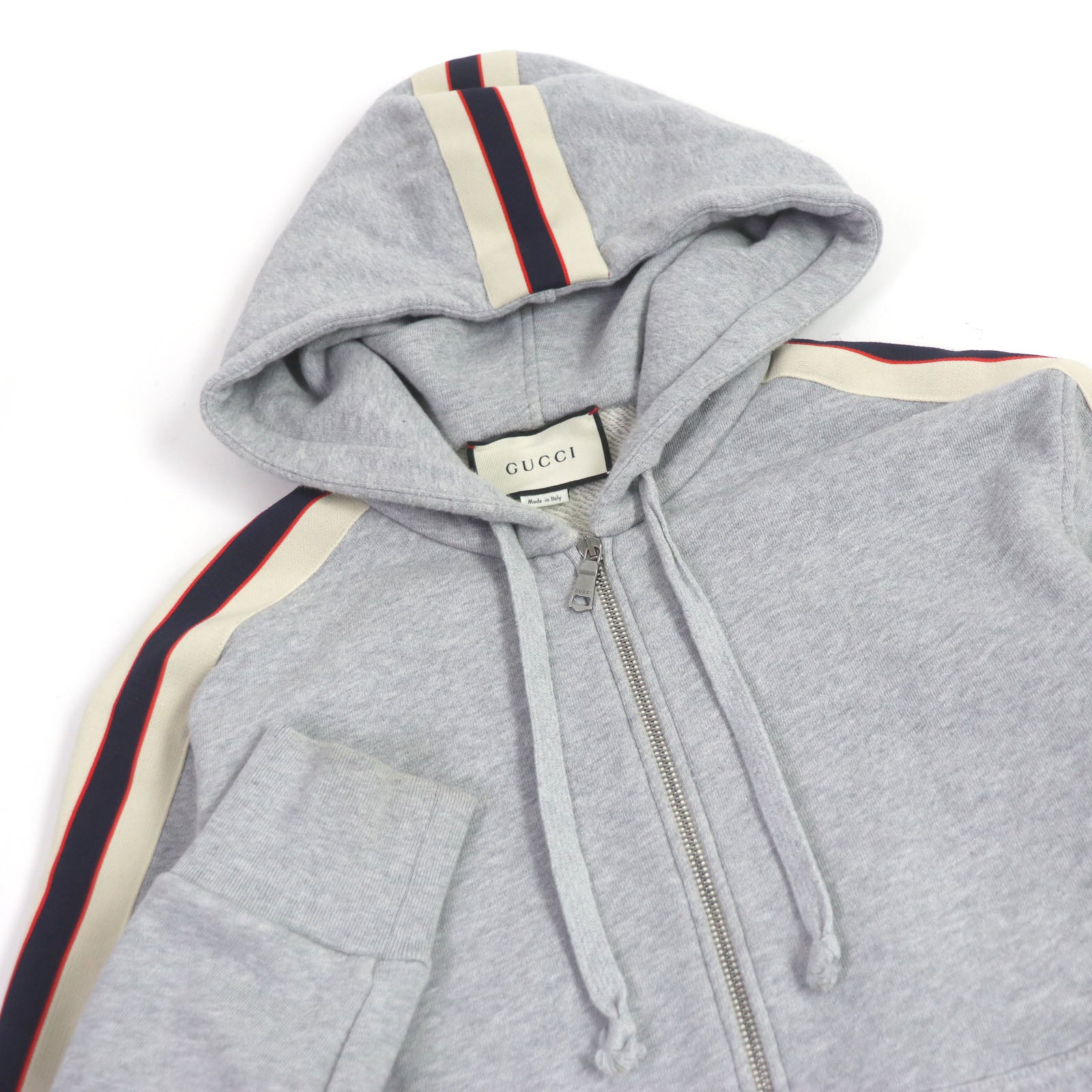 Gucci Cotton Zip-Up Hoodie 497250 Gray S