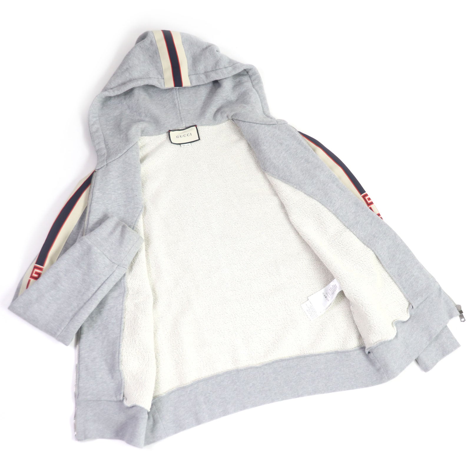 Gucci Cotton Zip-Up Hoodie 497250 Gray S