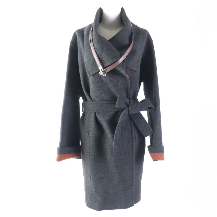 HERMES Wool Cashmere Reversible Kelly Coat 34