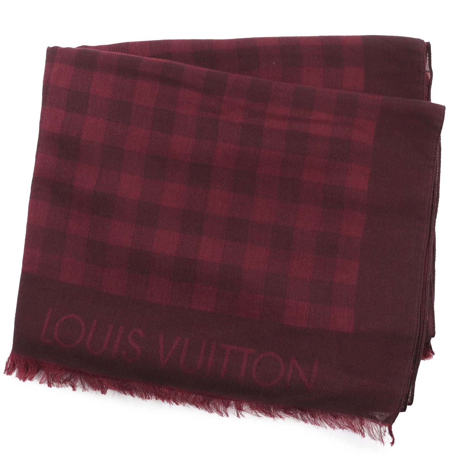 Louis Vuitton Check Logo Fringe Scarf M75349