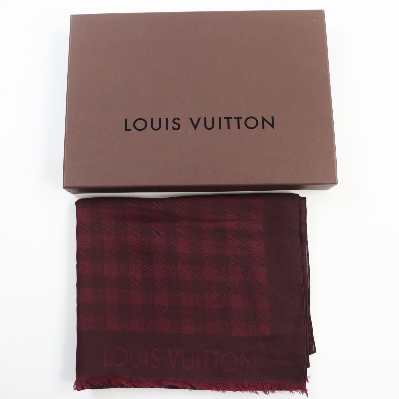 Louis Vuitton Check Logo Fringe Scarf M75349