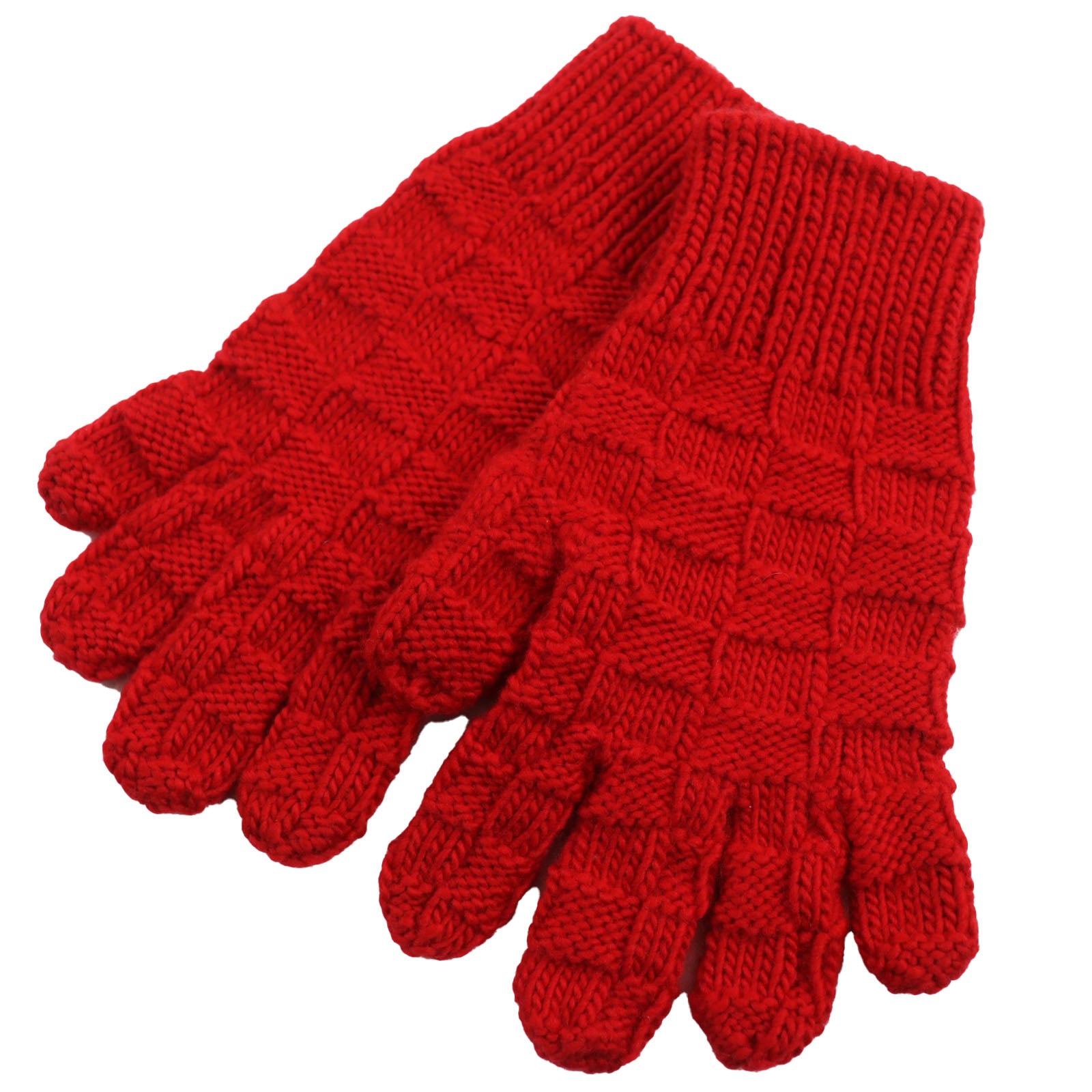 Bottega Veneta Wool Intrecciato Knit Gloves Red S