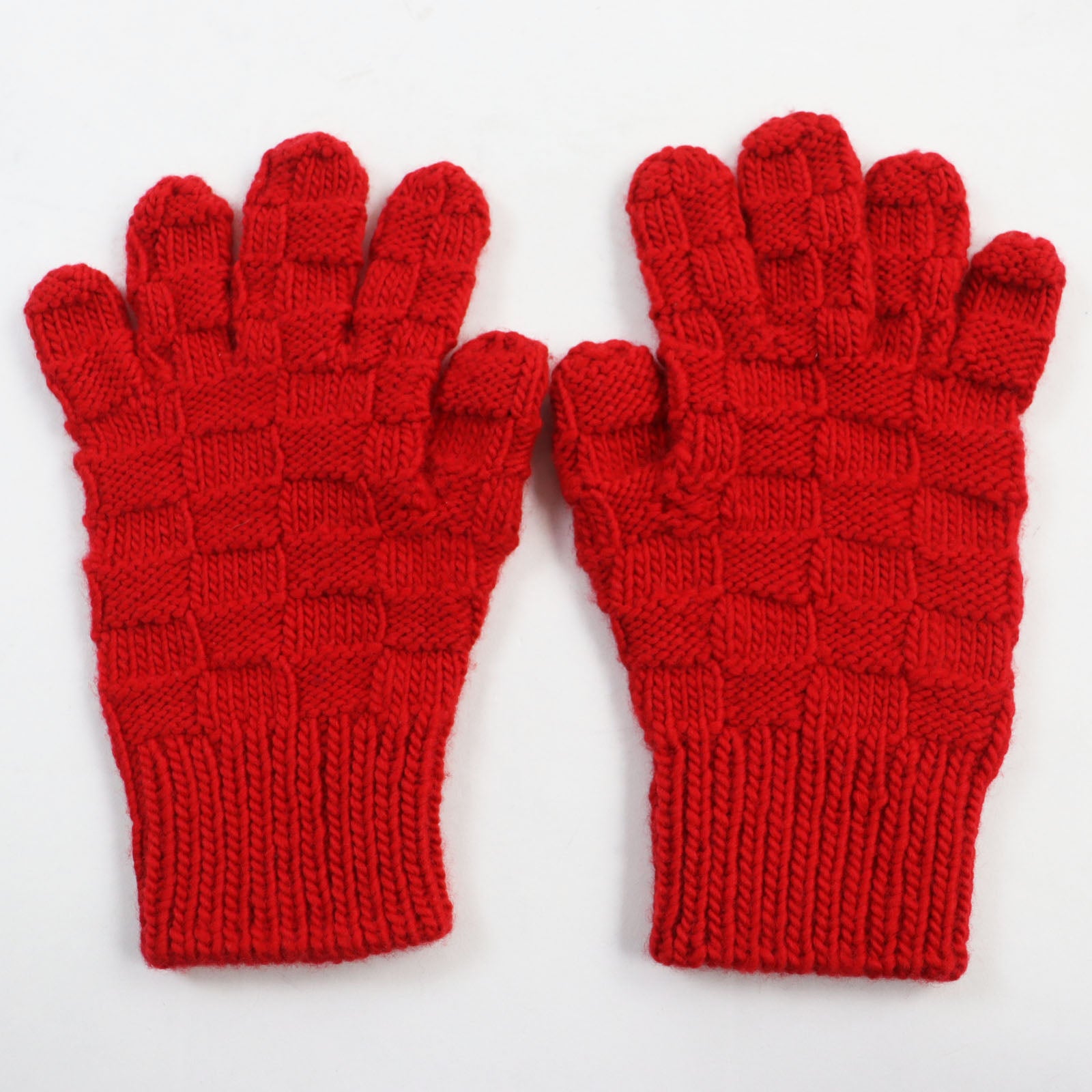 Bottega Veneta Wool Intrecciato Knit Gloves Red S