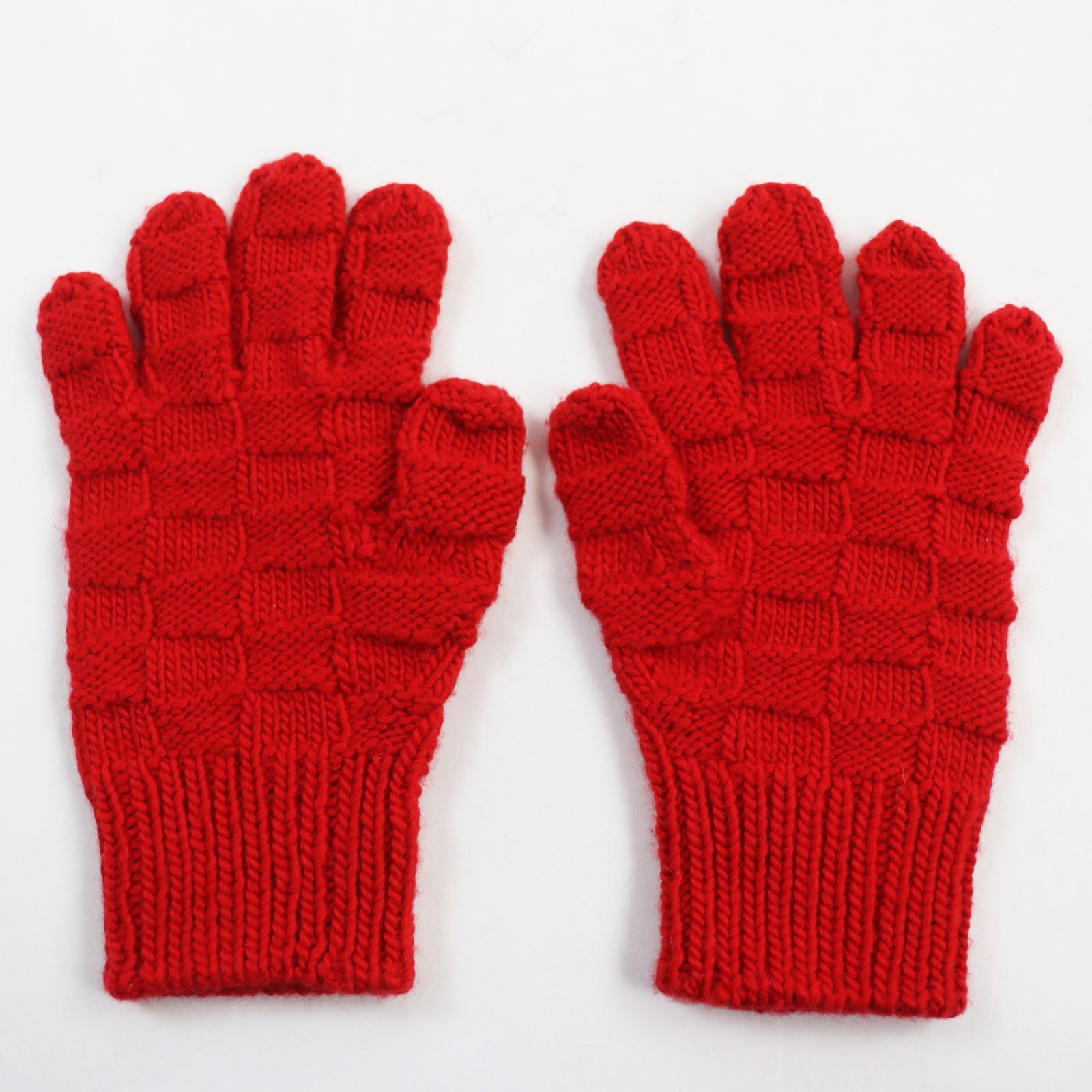 Bottega Veneta Wool Intrecciato Knit Gloves Red S