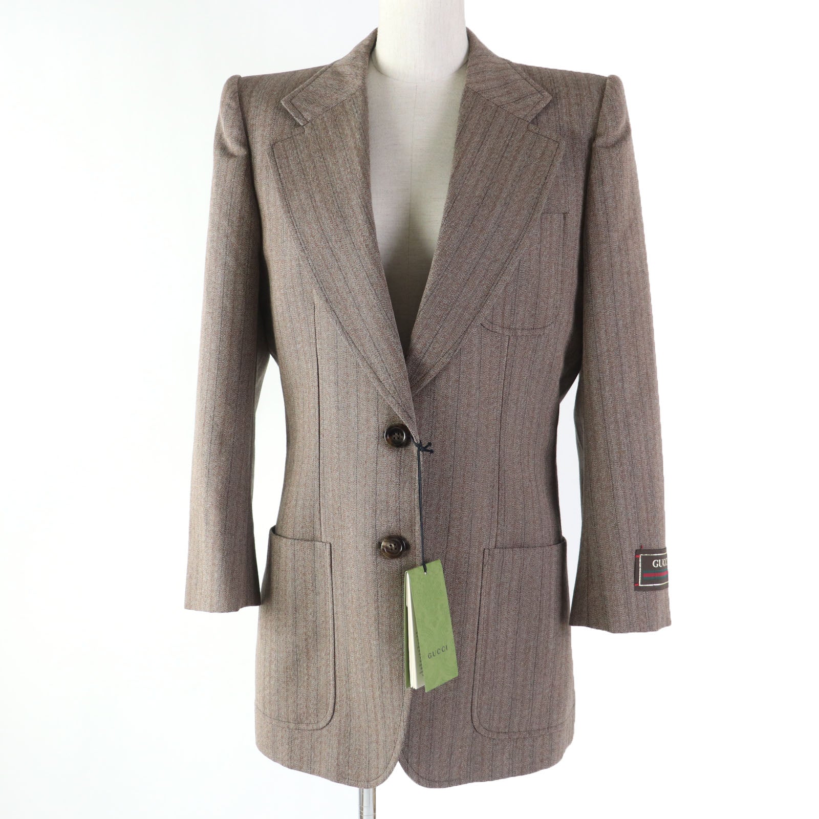 Gucci Wool Cotton Striped Tailored Jacket Brown 42