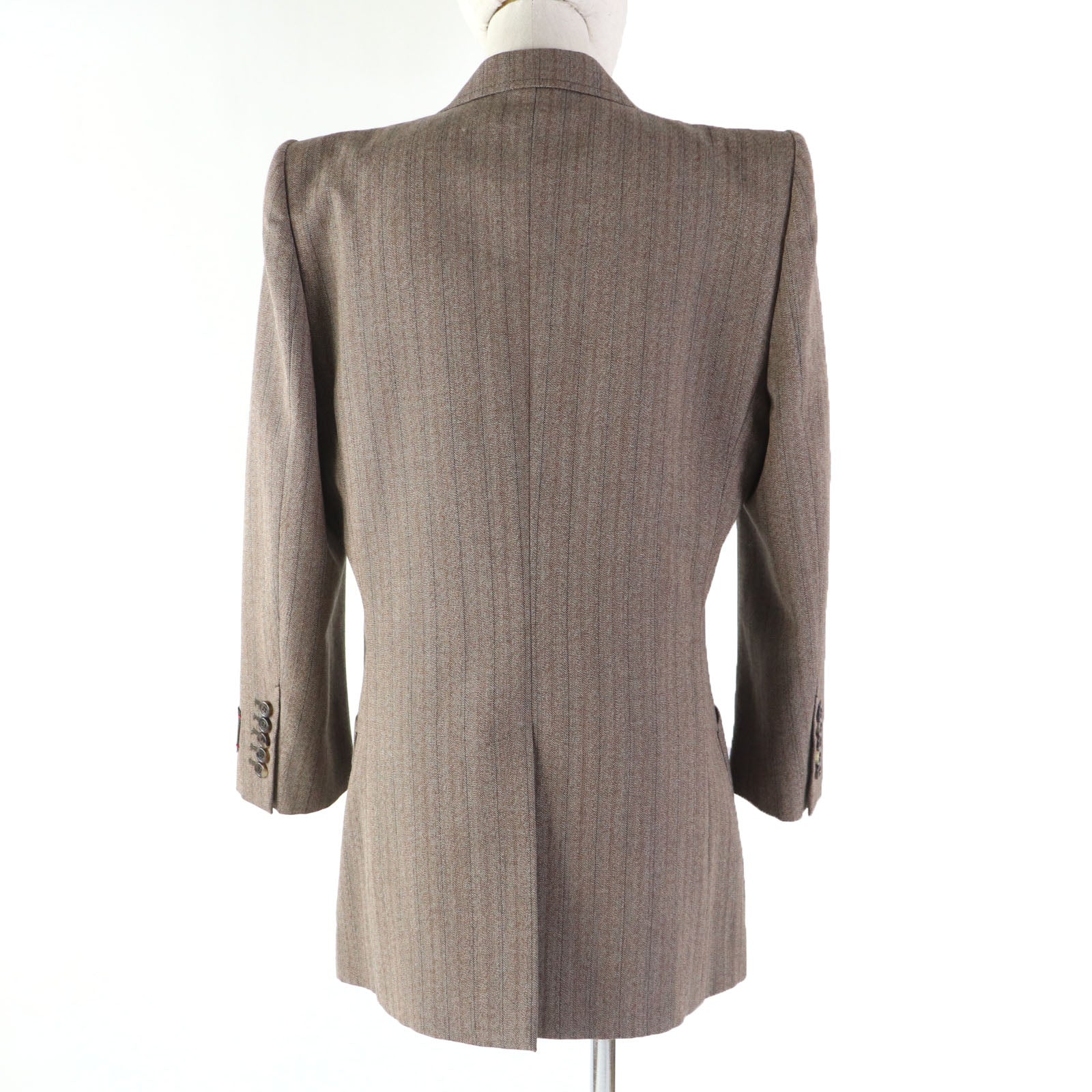 Gucci Wool Cotton Striped Tailored Jacket Brown 42