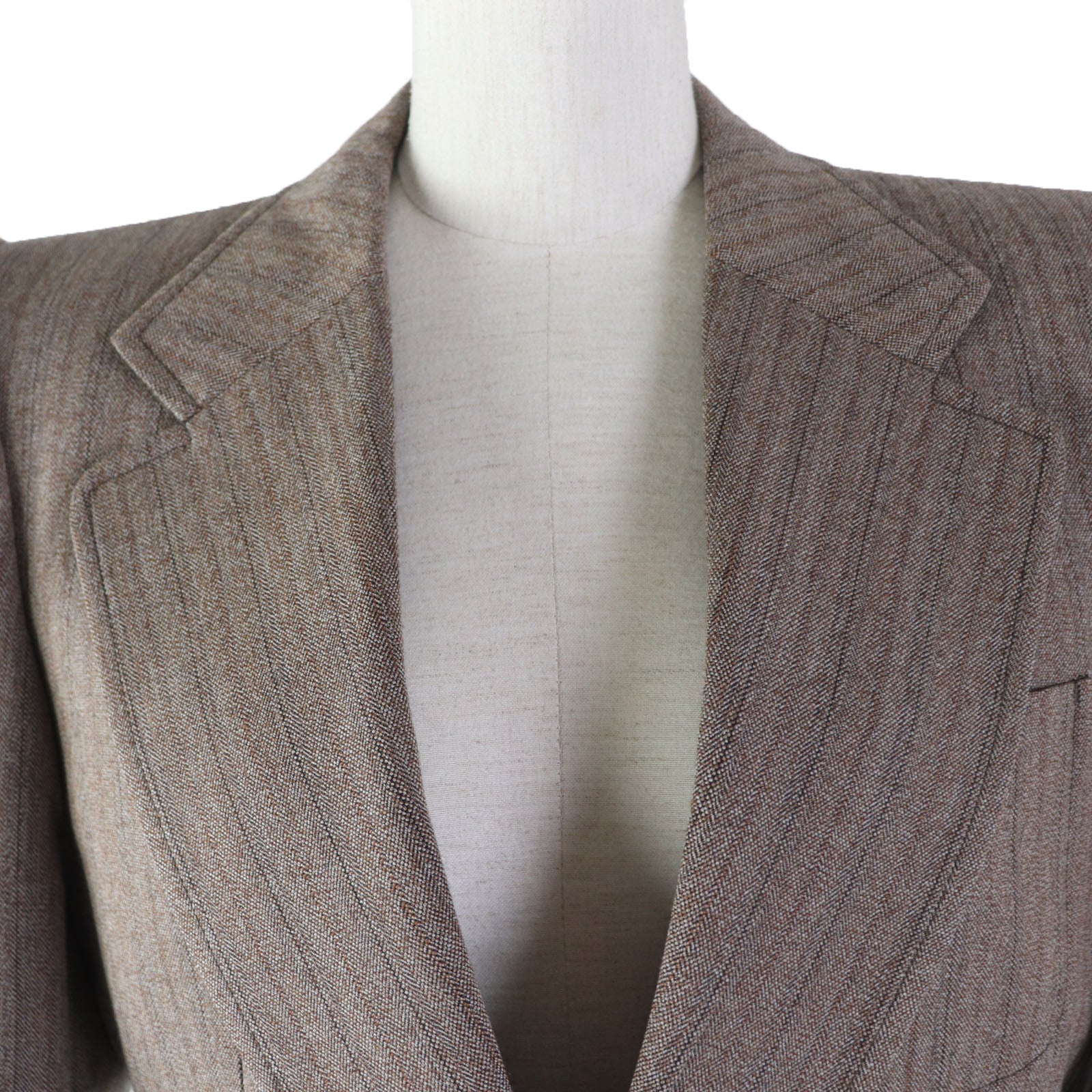 Gucci Wool Cotton Striped Tailored Jacket Brown 42