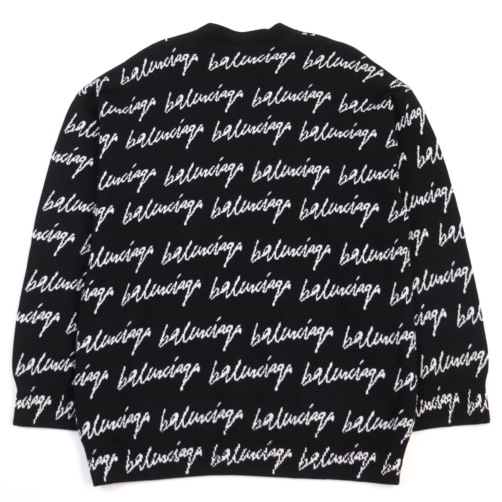 Balenciaga Logo Oversized Crew Neck Knit Black S