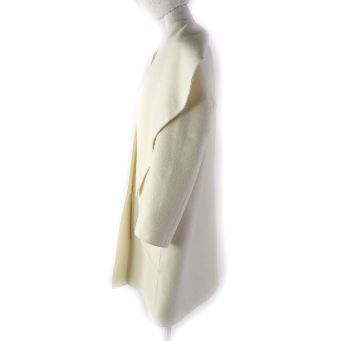 HERMES Cashmere Long Shawl Coat Ivory Women