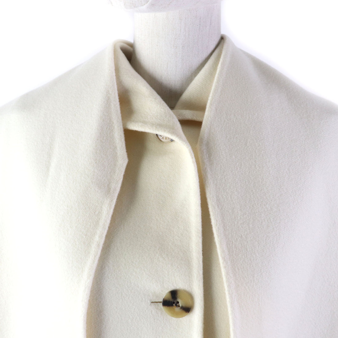 HERMES Cashmere Long Shawl Coat Ivory Women