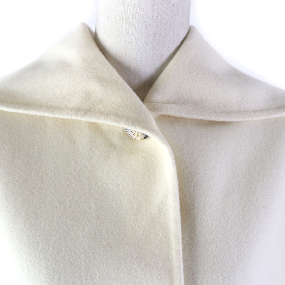 HERMES Cashmere Long Shawl Coat Ivory Women